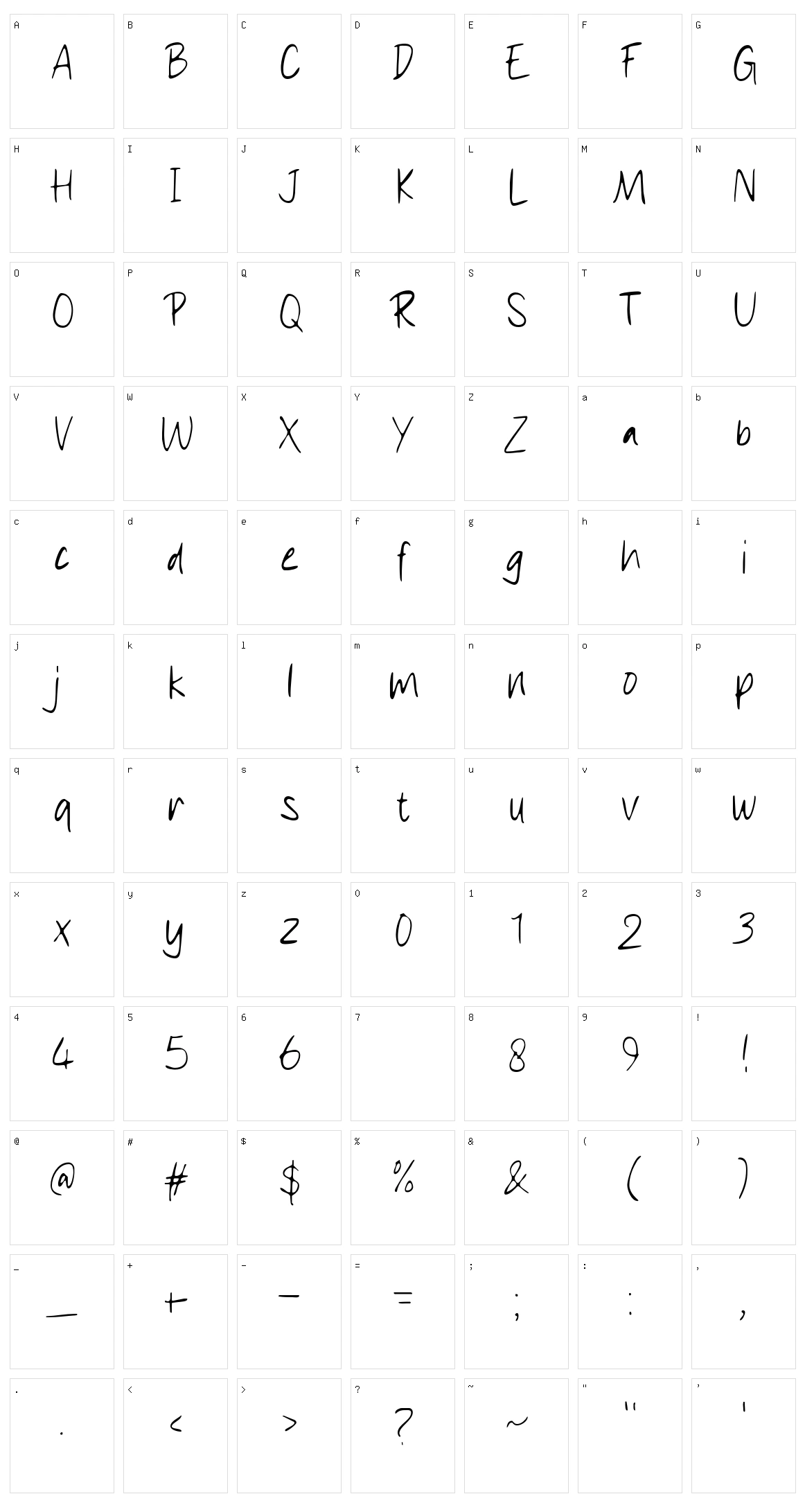 Hand Smoth Character Set