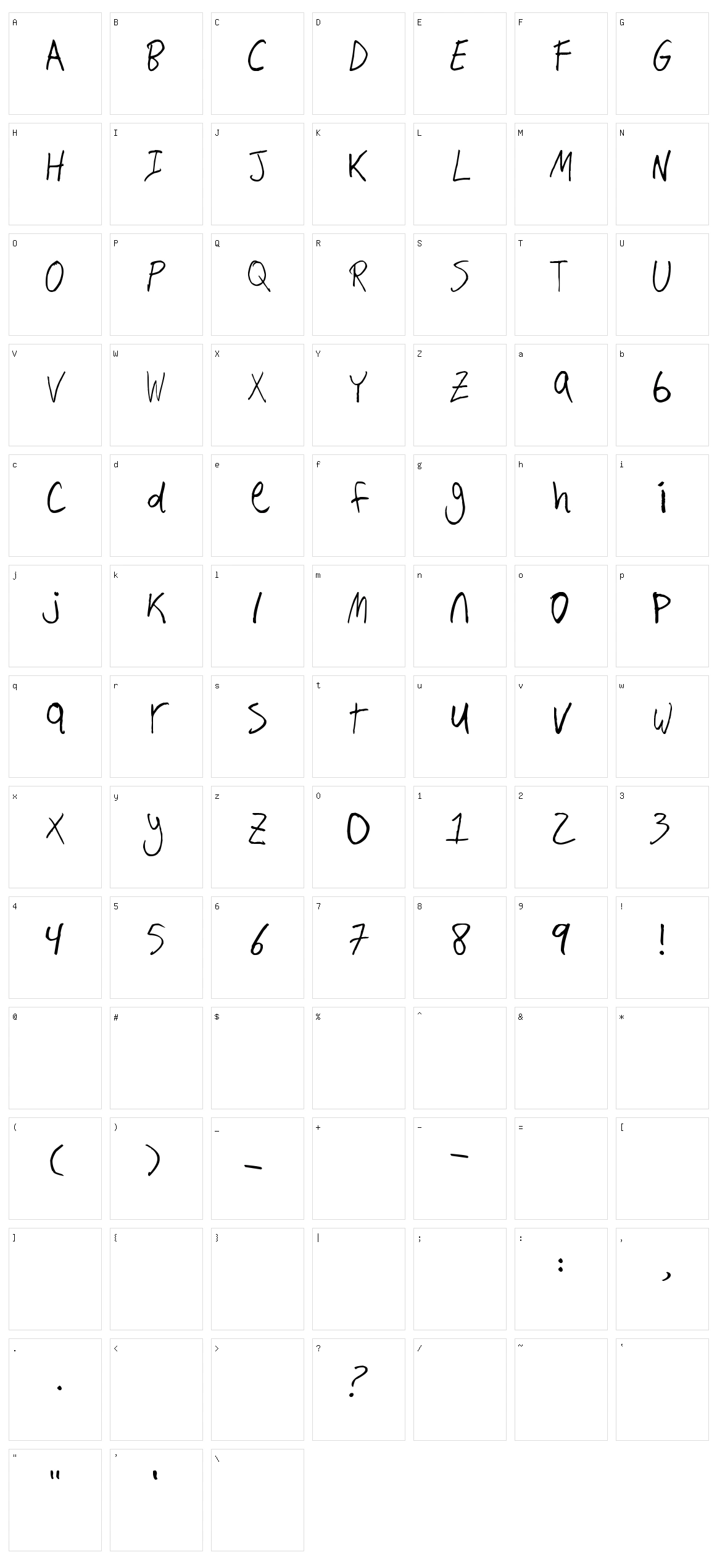 Hand Writing Character Set