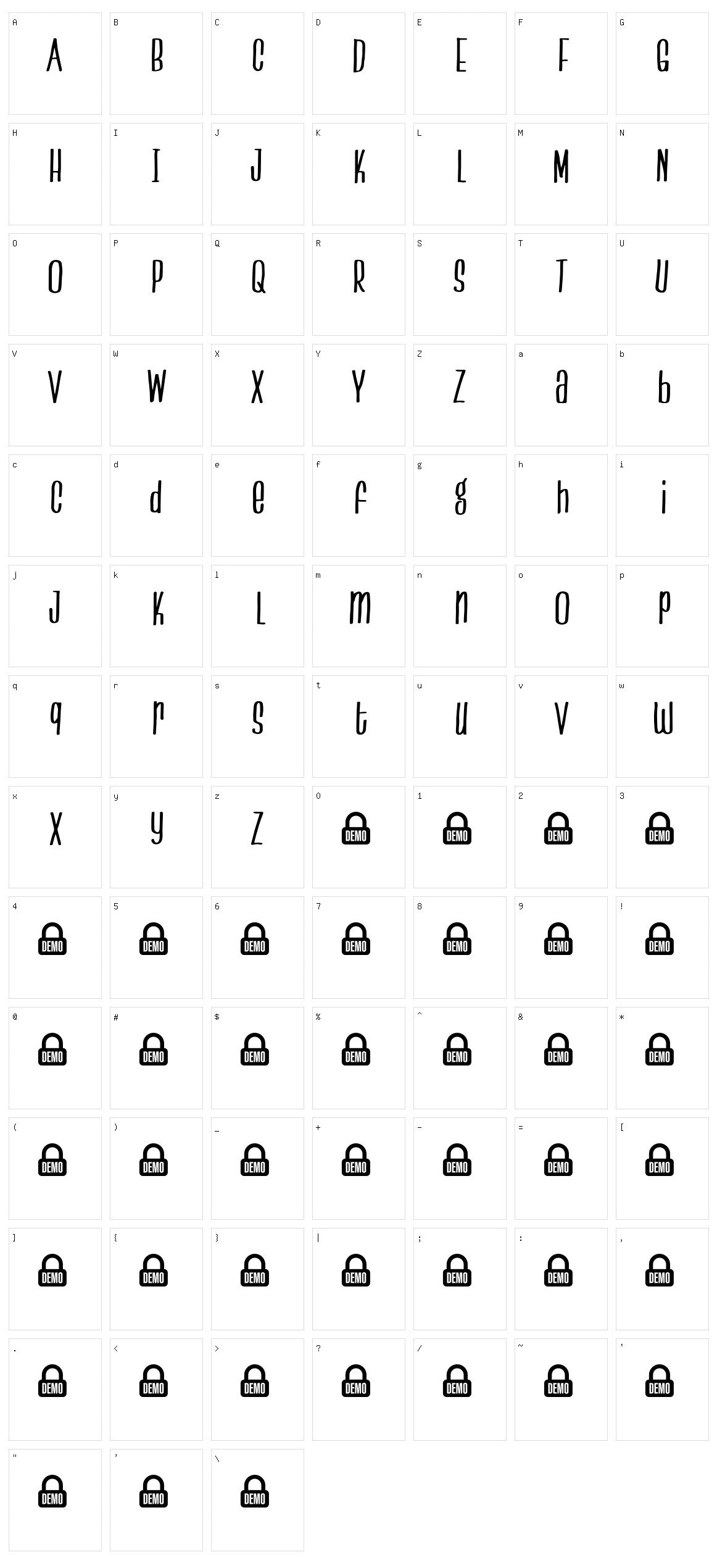 Handa Character Set