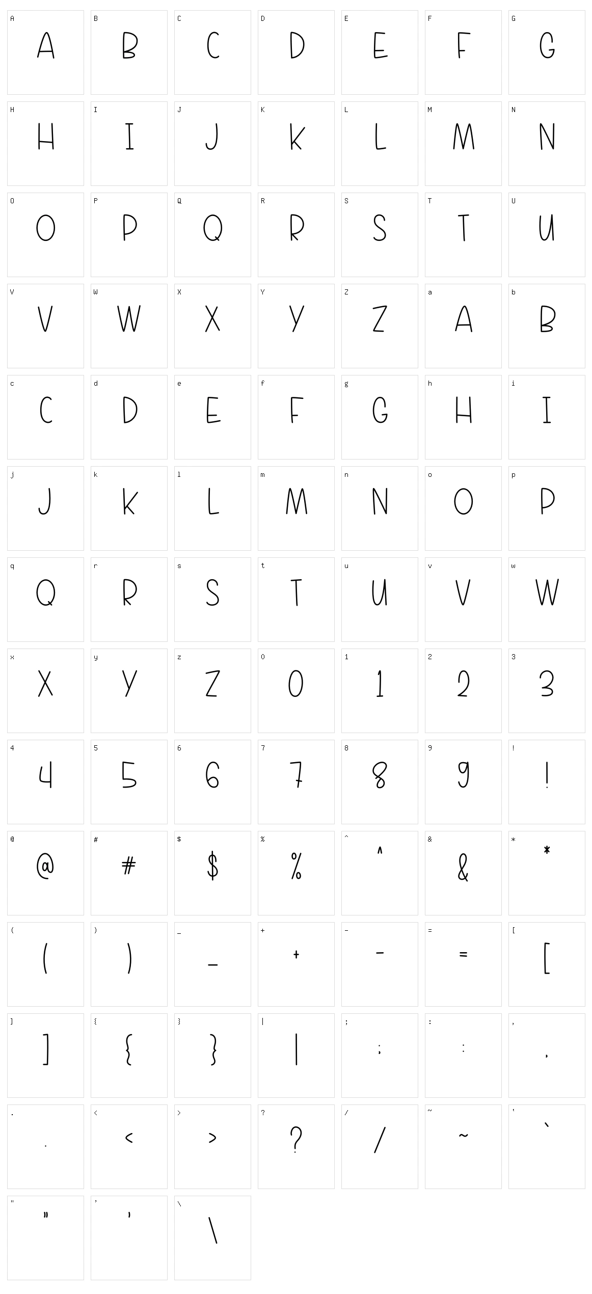 Handbook Character Set