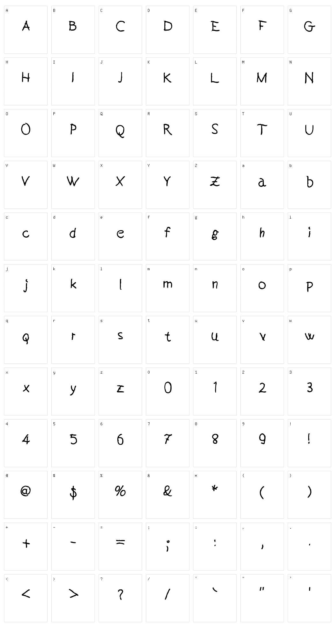 Handeer Character Set