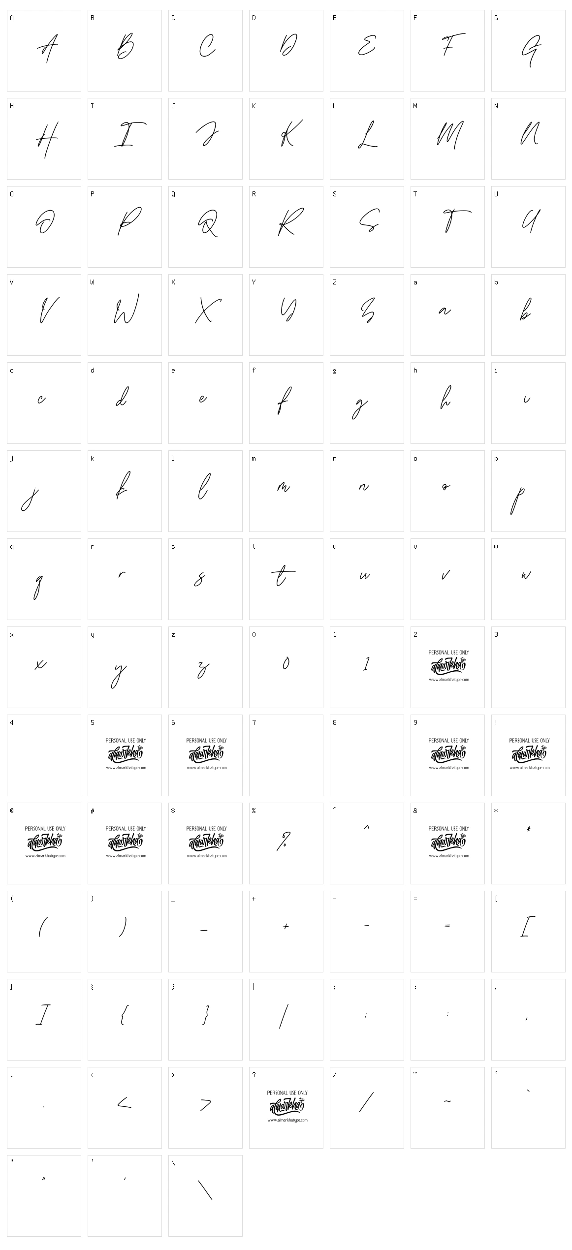 Handestonie Character Set