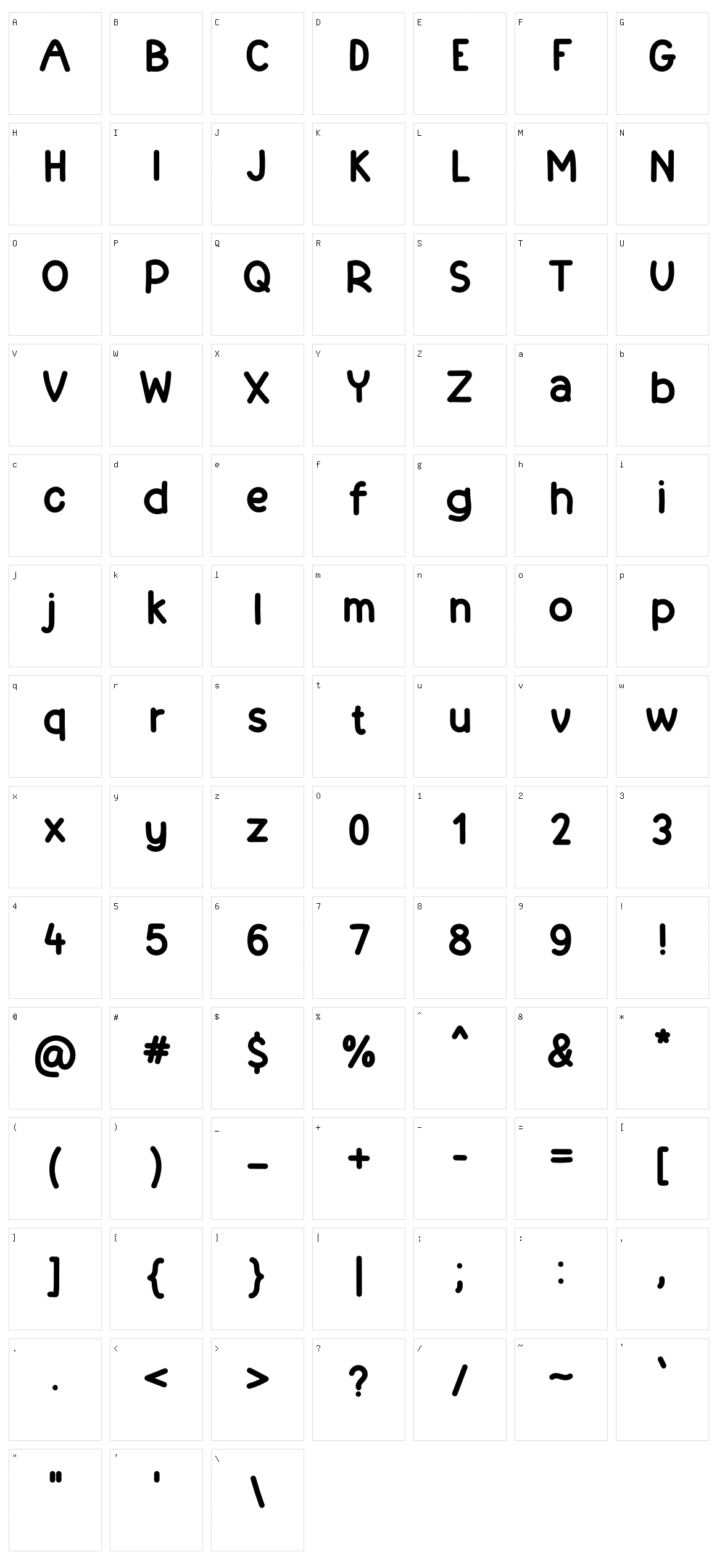 Handineat Character Set
