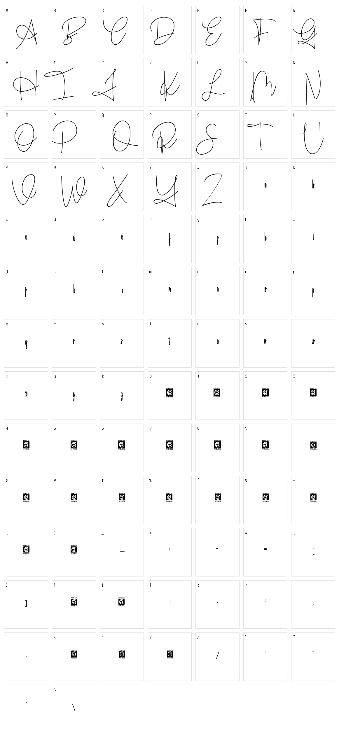 Handitype Character Set