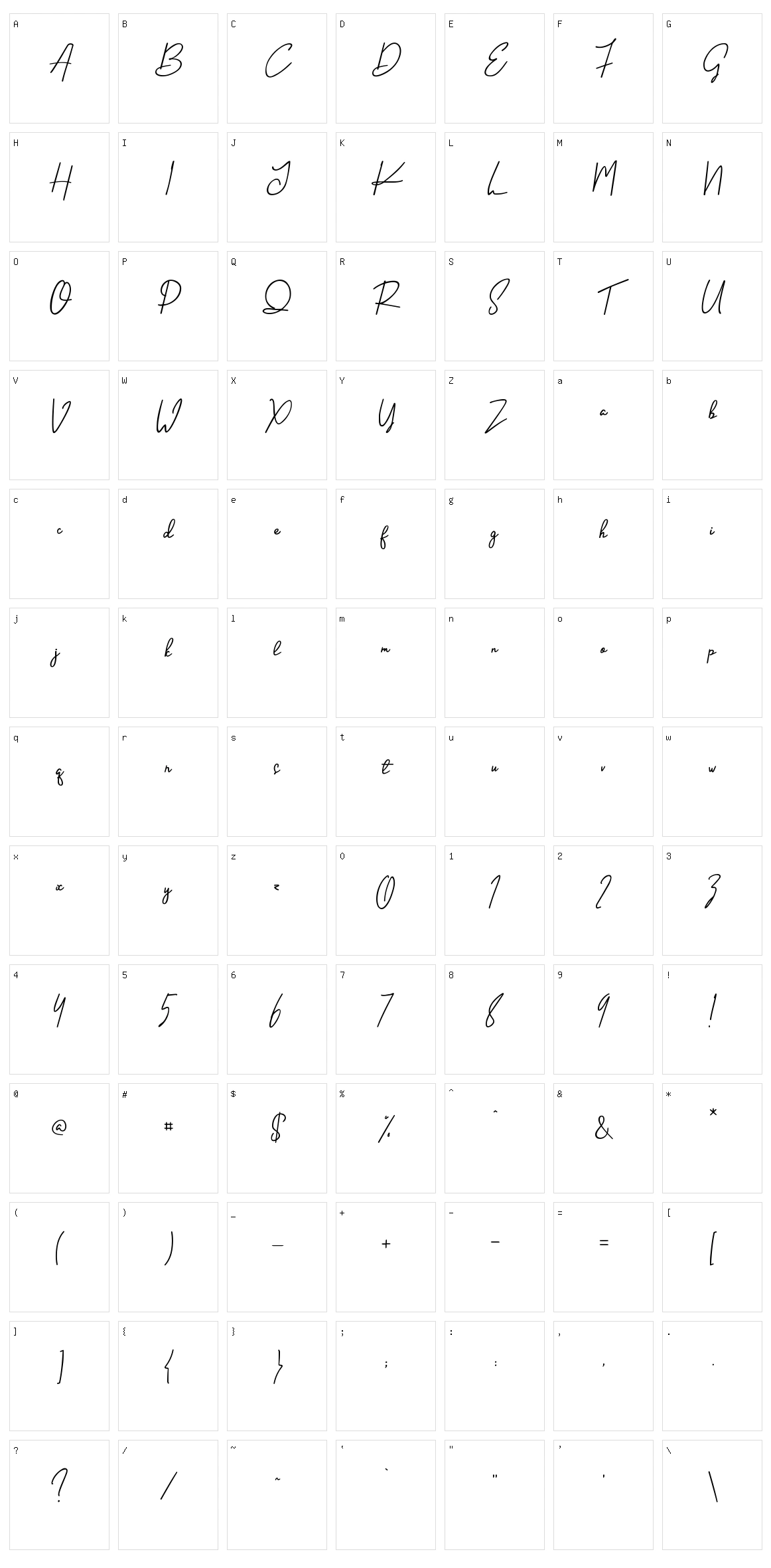 Handletter Signature Character Set