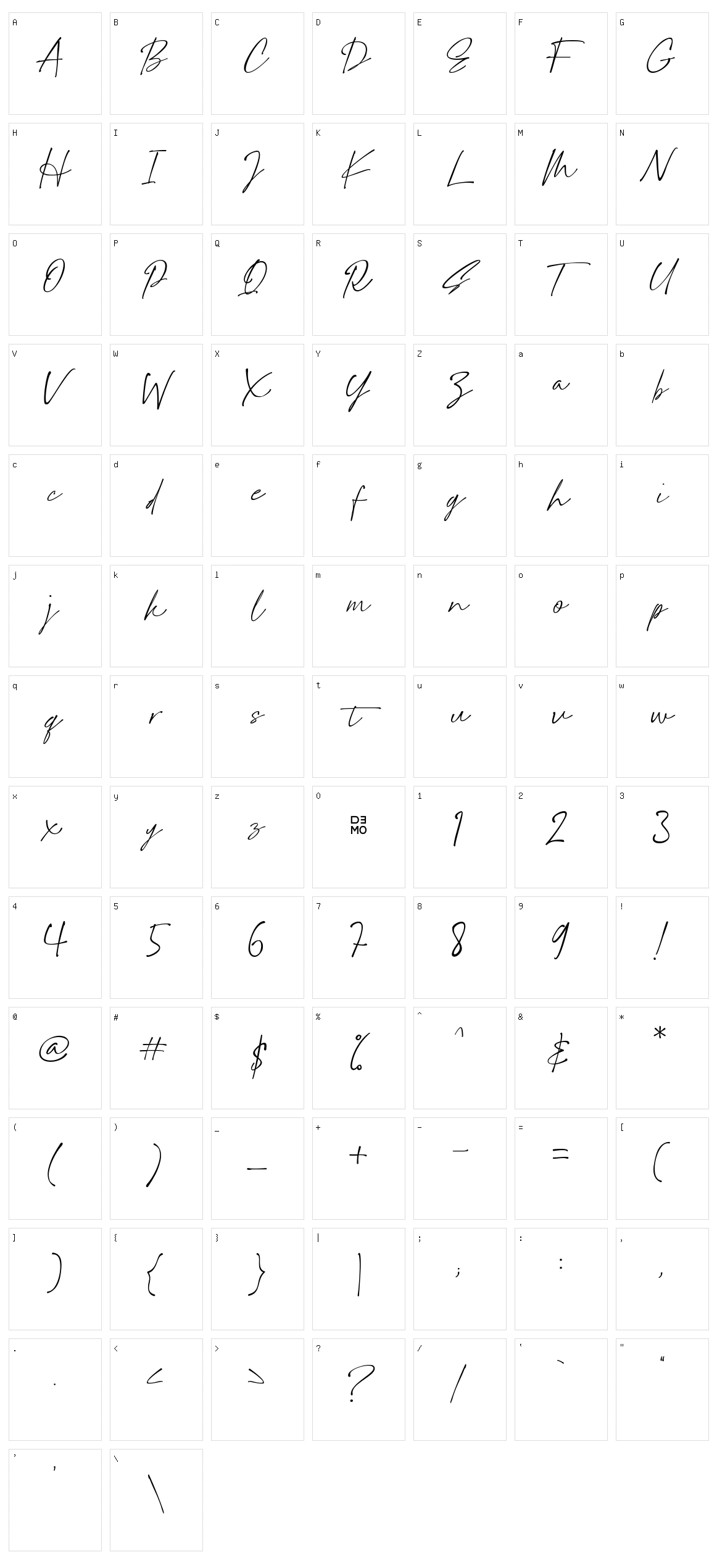 Handletters Character Set