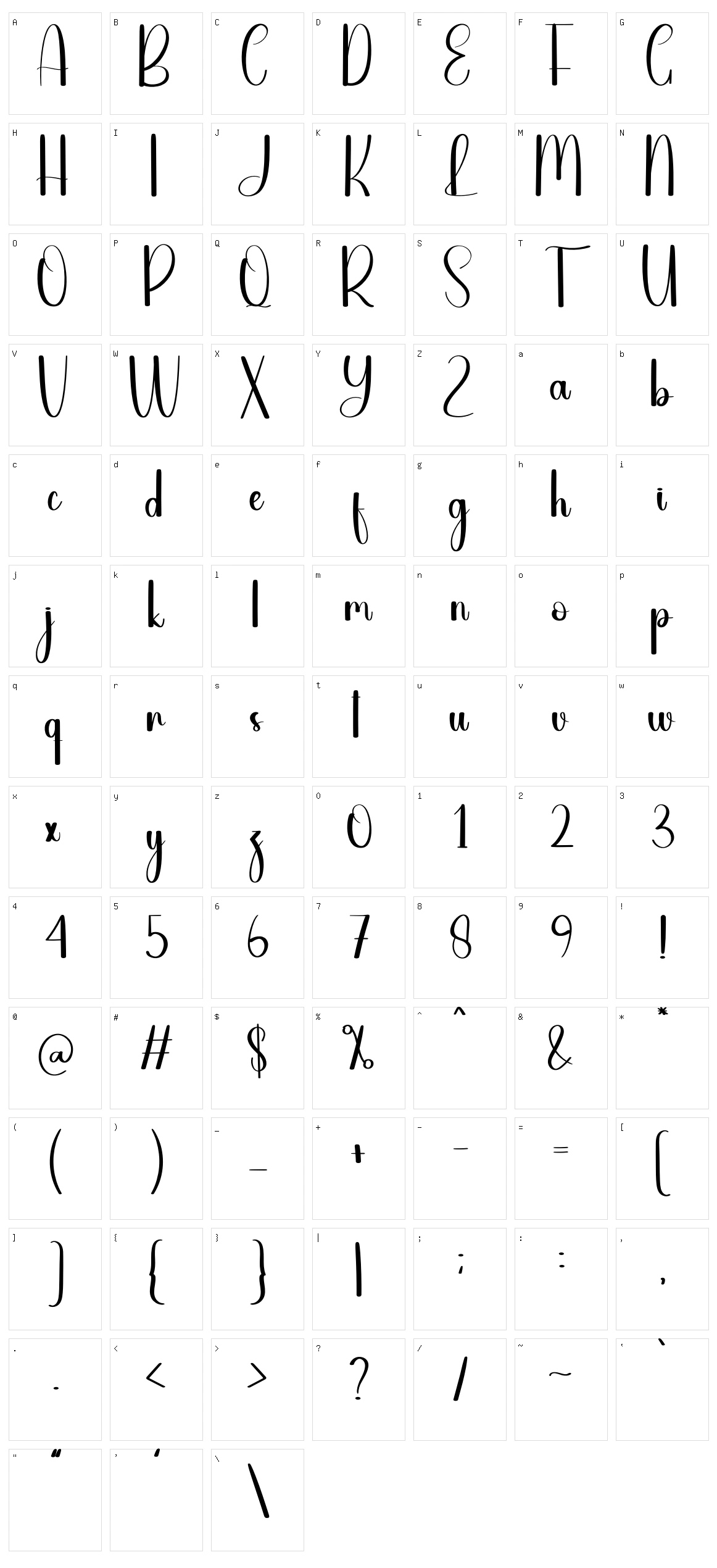 Handline Character Set