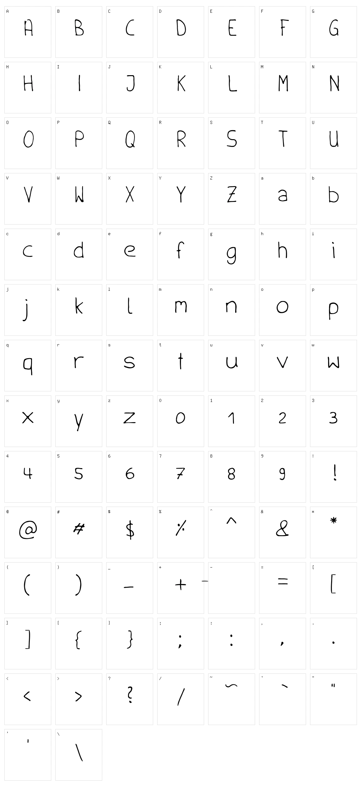 Handschrift Character Set