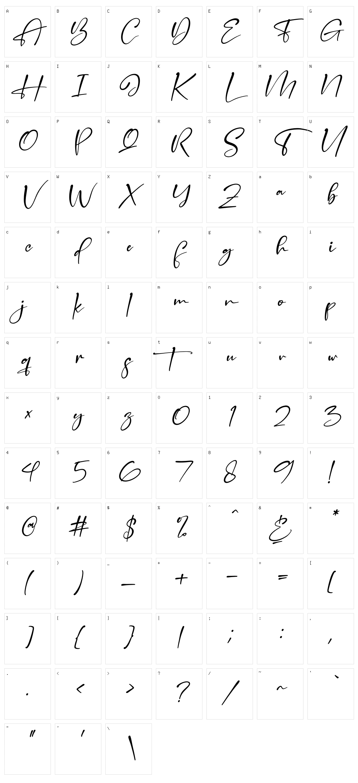 Handscript Signature Character Set