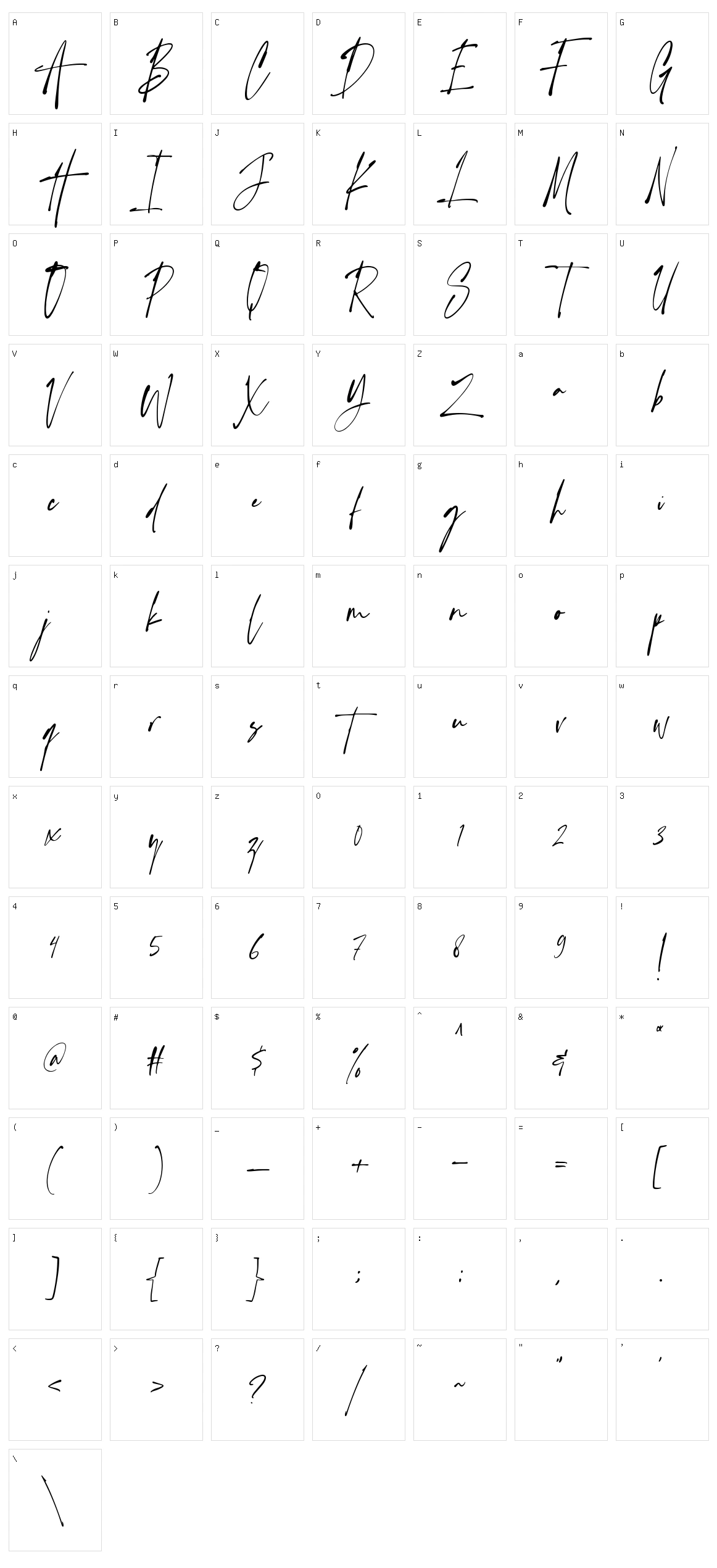 Handsetting Character Set