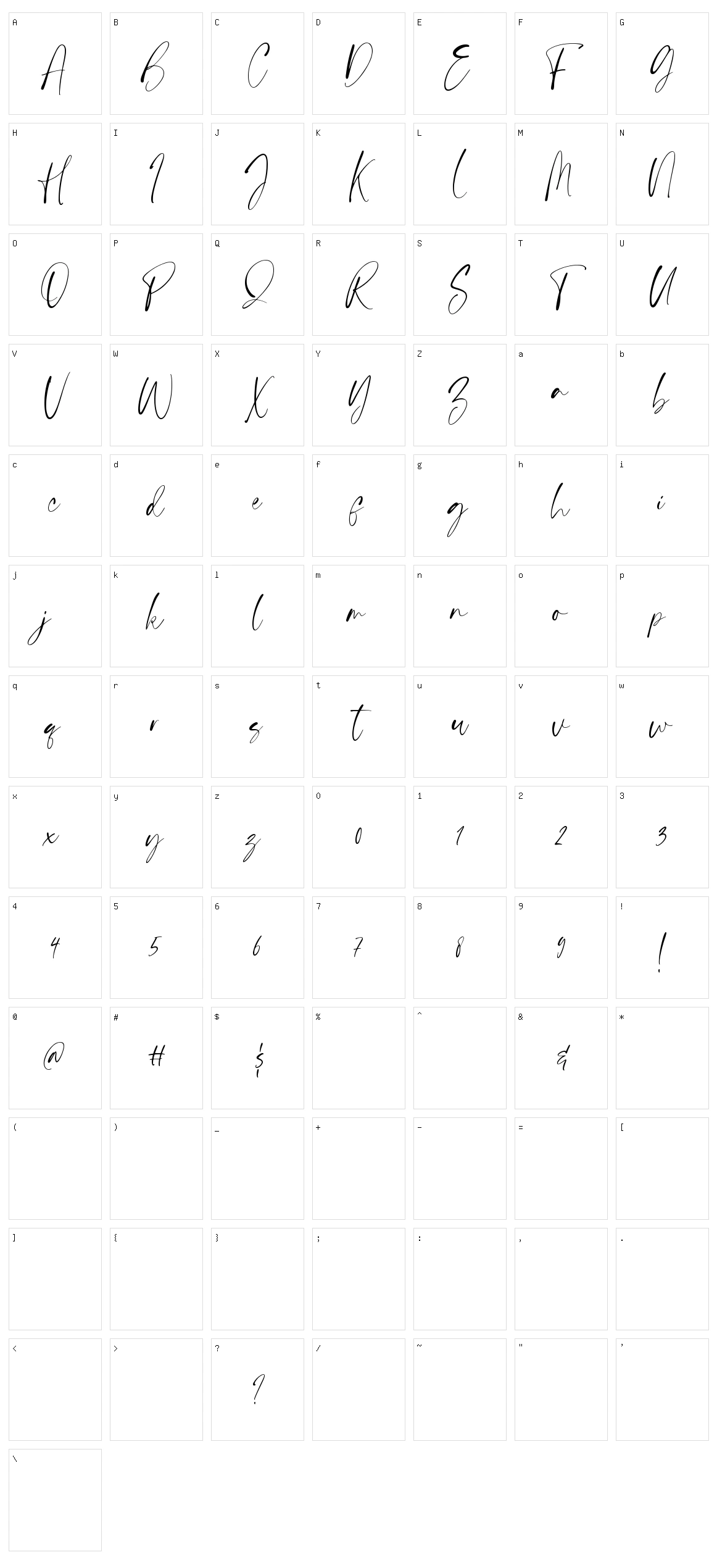 Handsnow Character Set