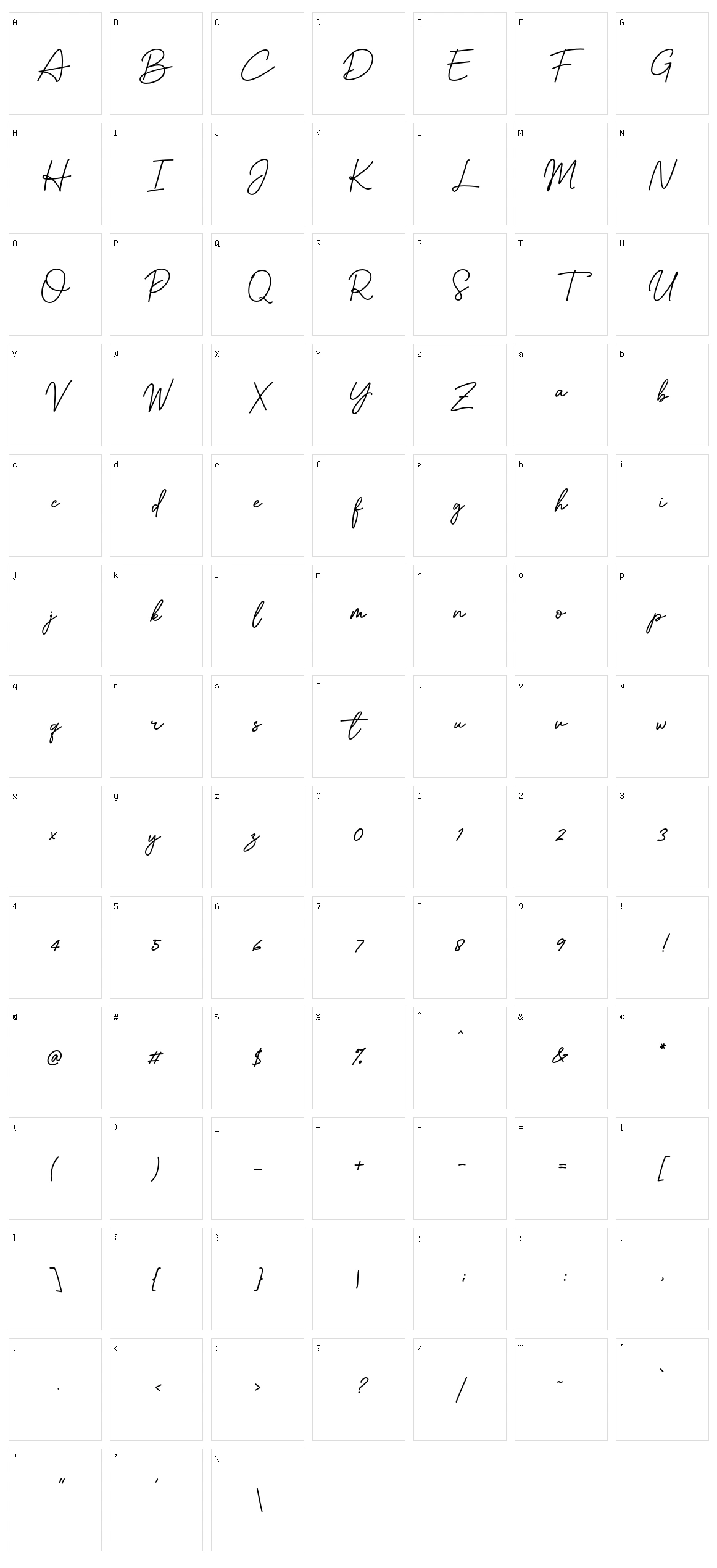 Handswell Character Set