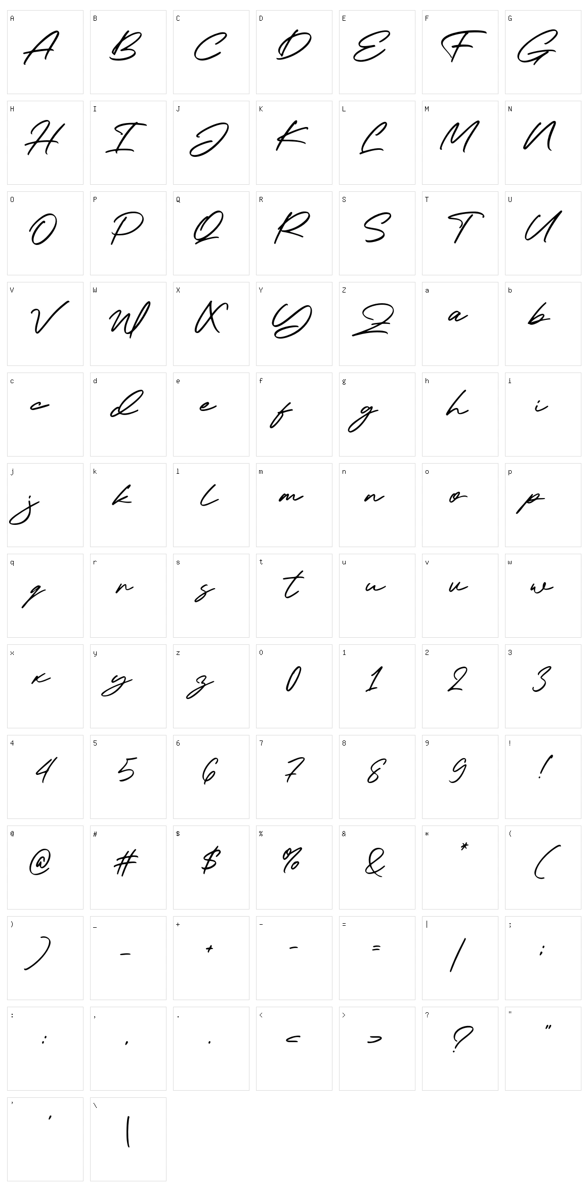 Handwind Character Set
