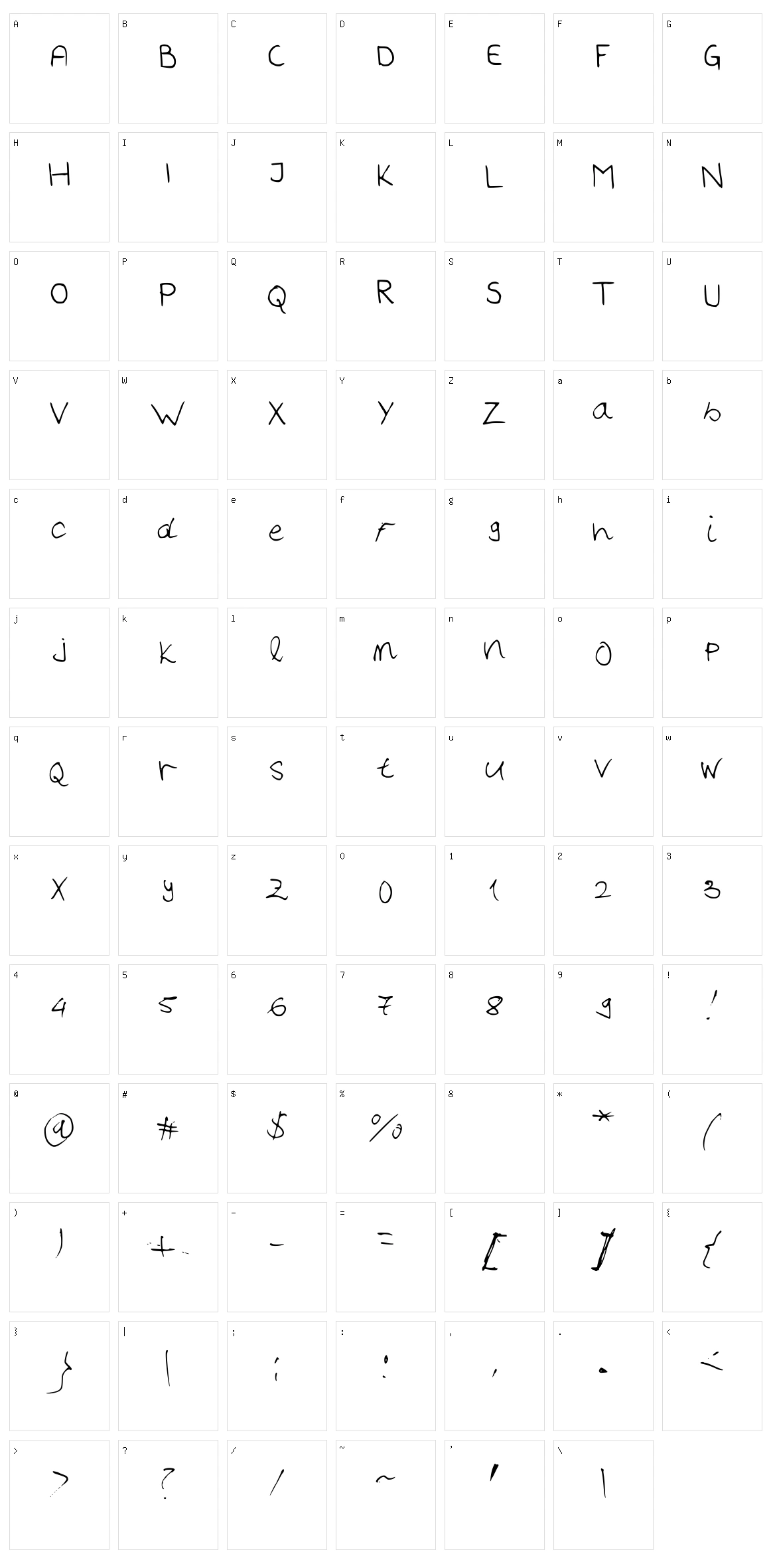 Handwriter Character Set