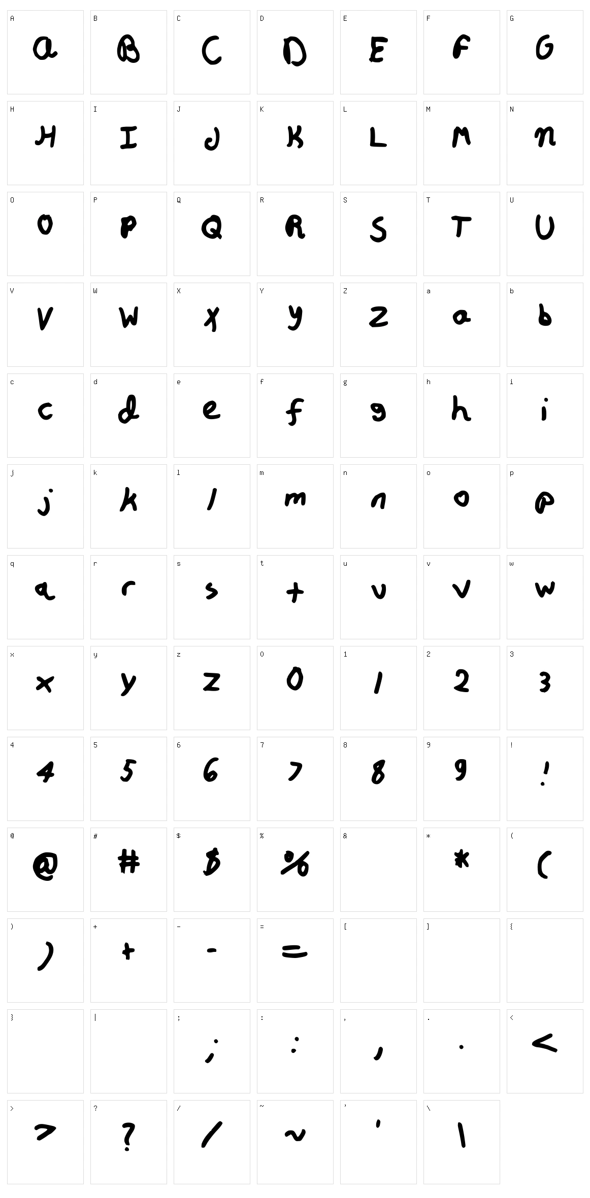 Handwriting Character Set
