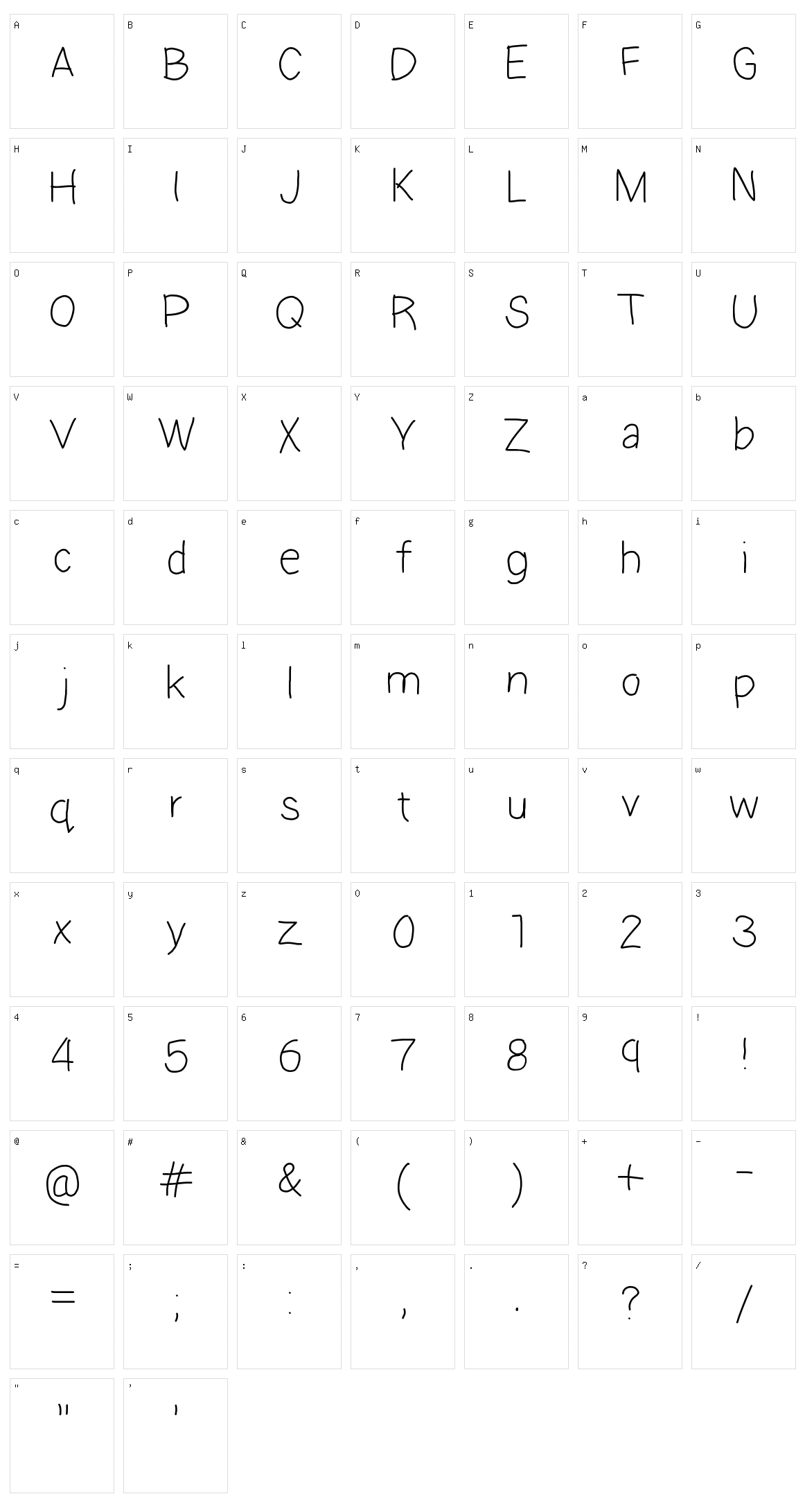 Handwriting Character Set