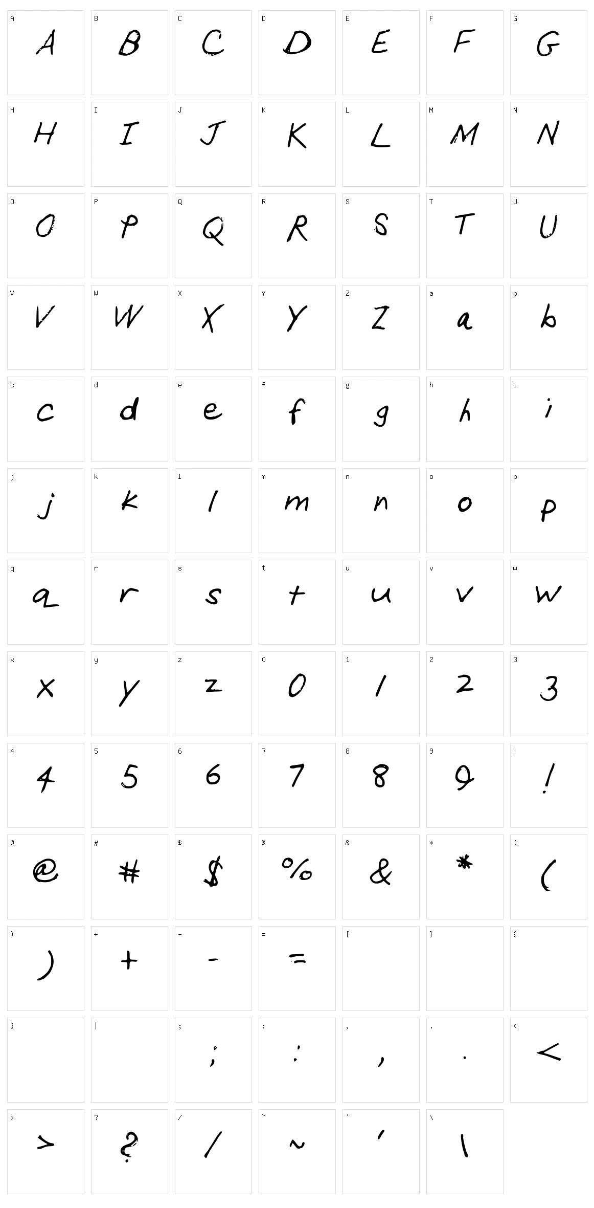 Handwriting Character Set