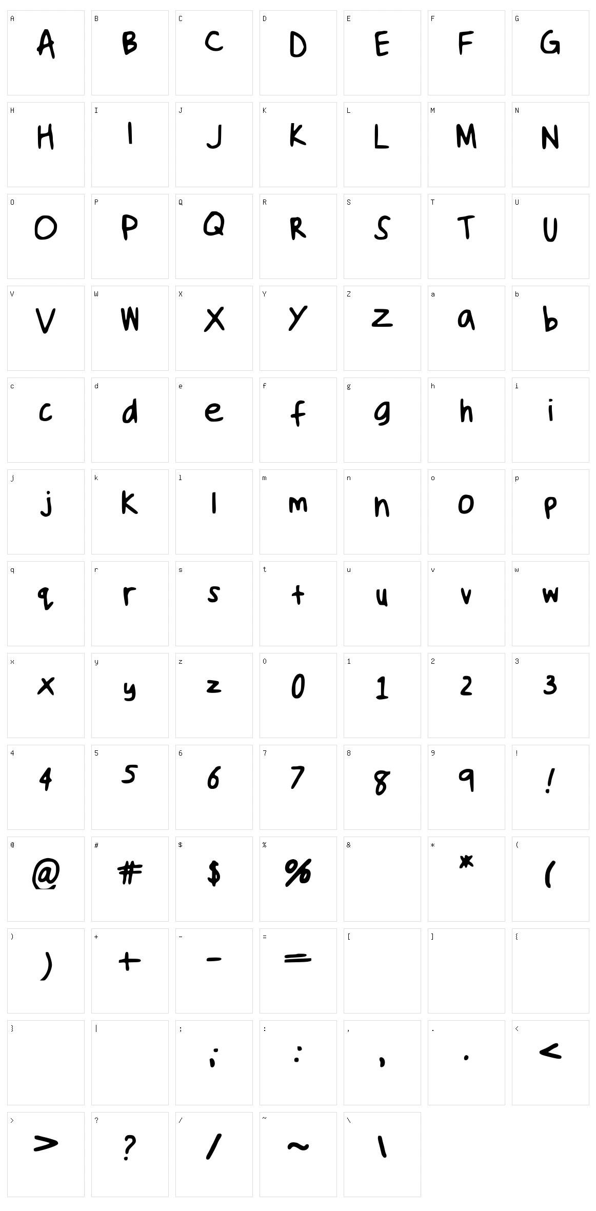 Handwriting Character Set
