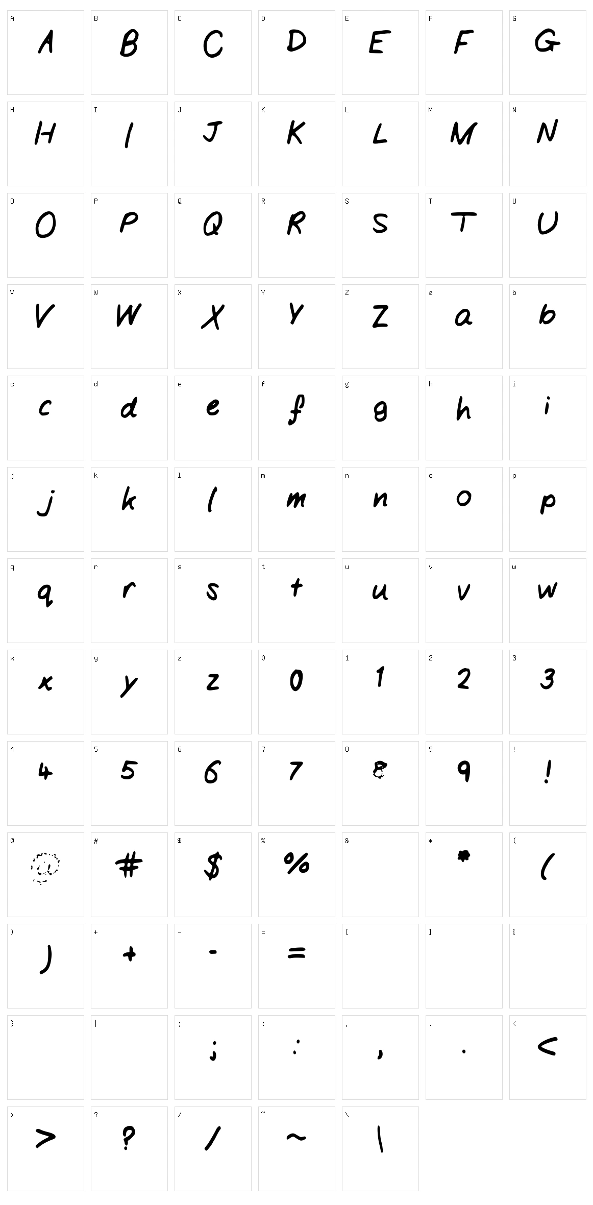 Handwriting Character Set