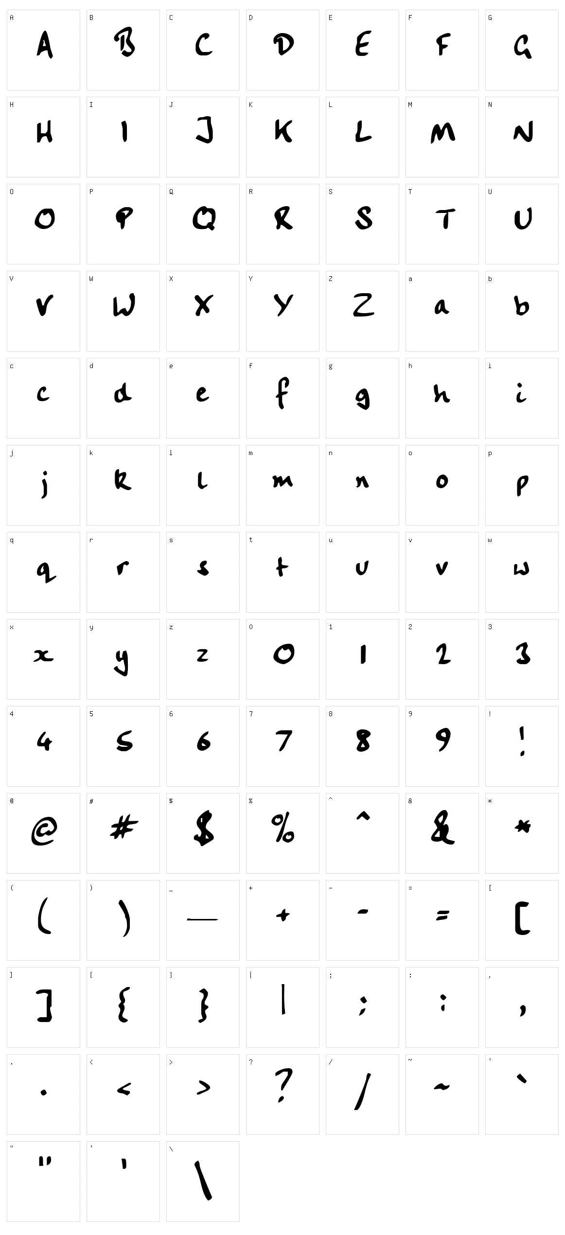 Handwriting Character Set