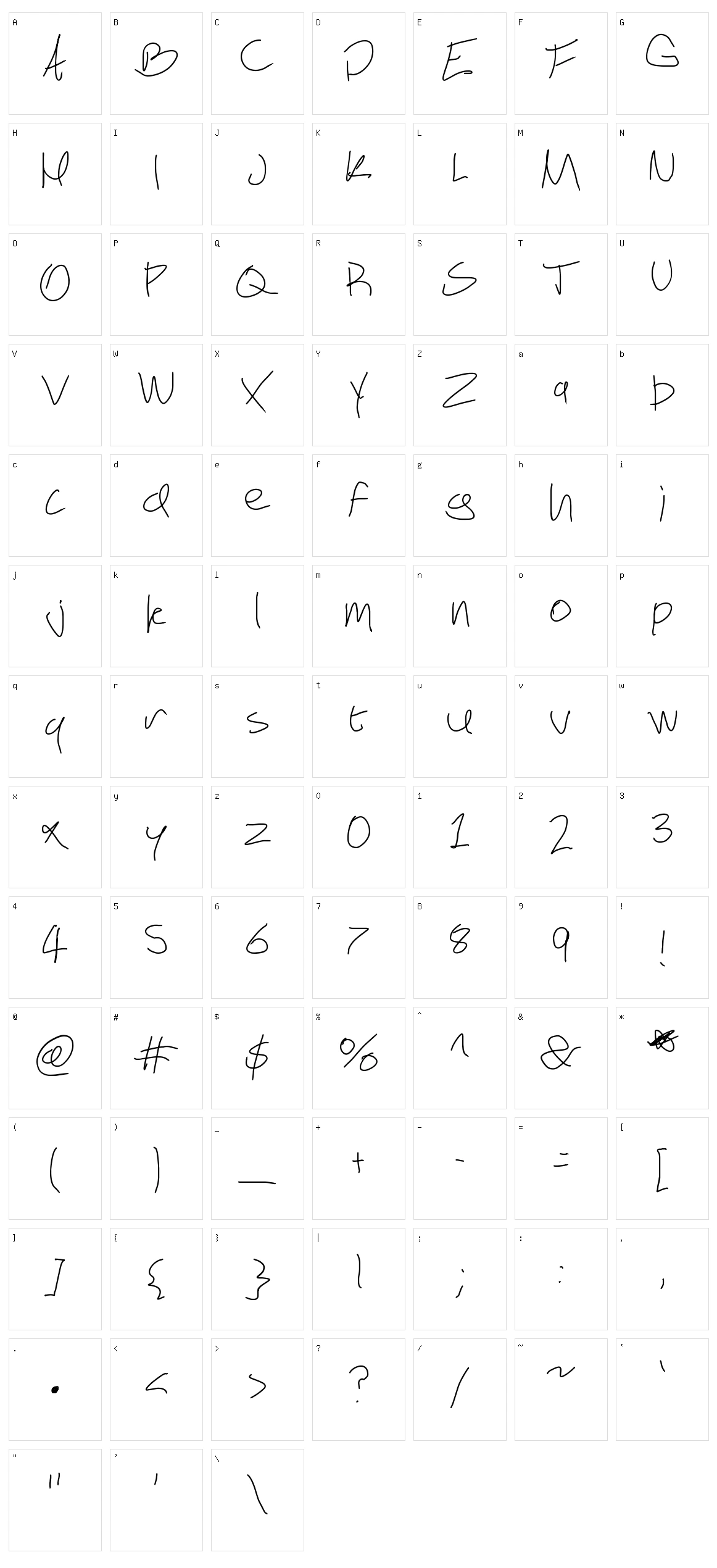 Handwriting Character Set