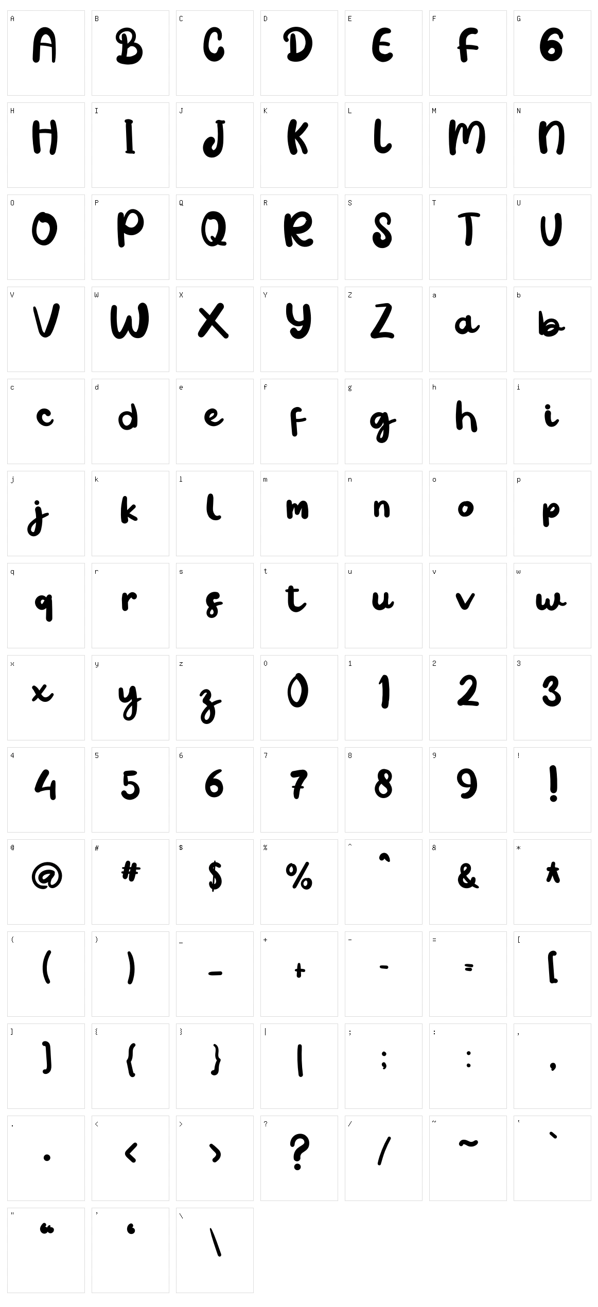 Handwriting Character Set