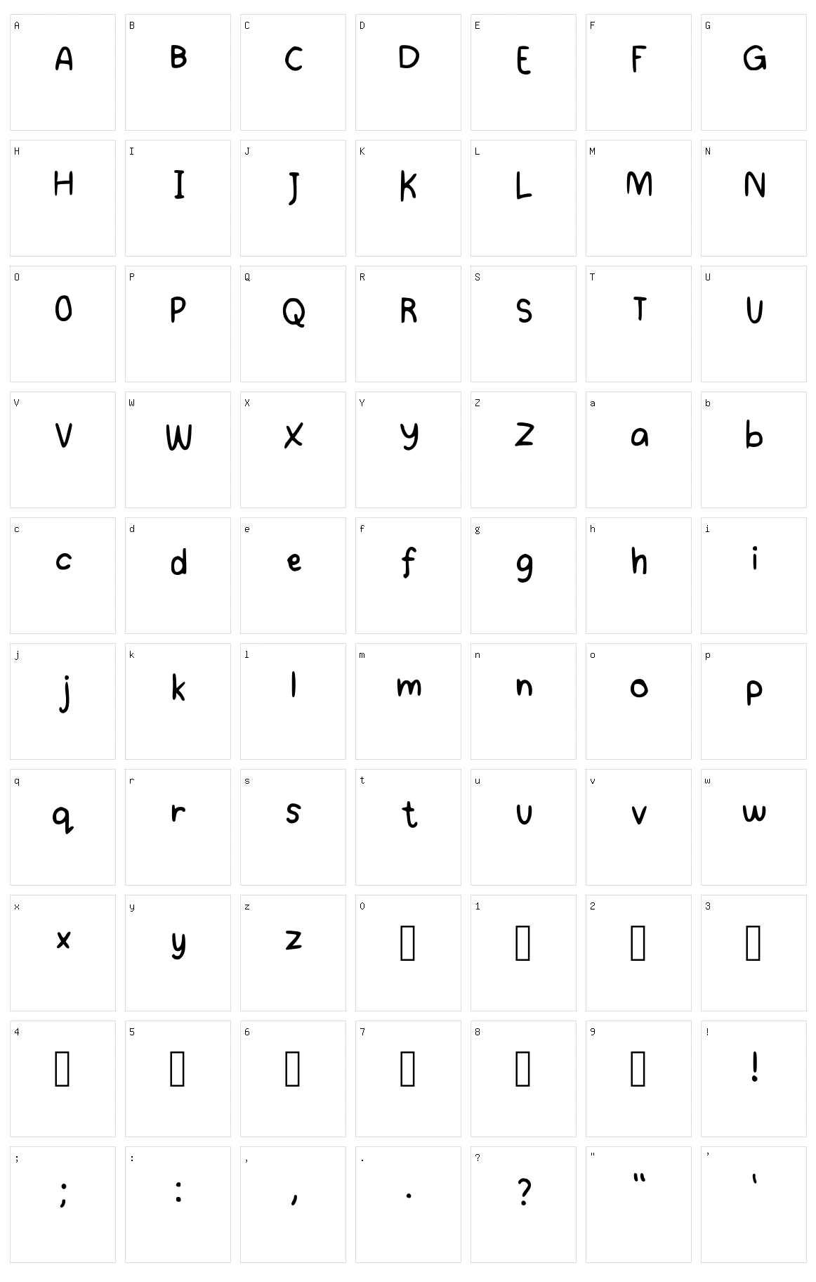 Handwriting Character Set