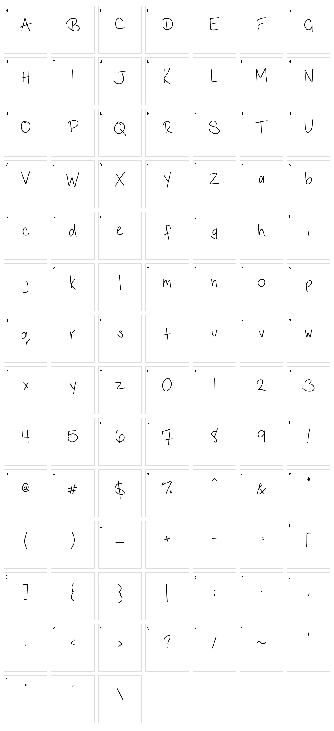 Handwriting Basics Character Set