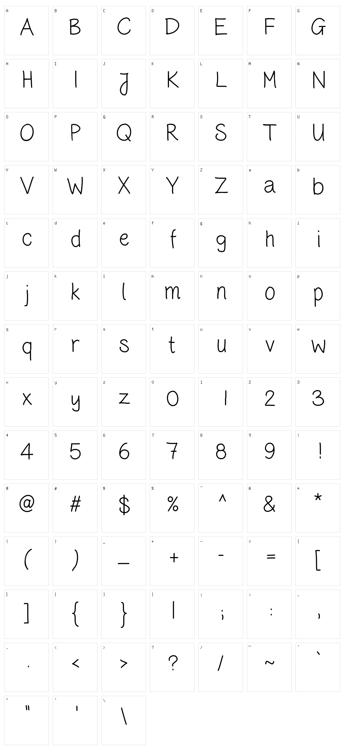 Handwriting CR Character Set