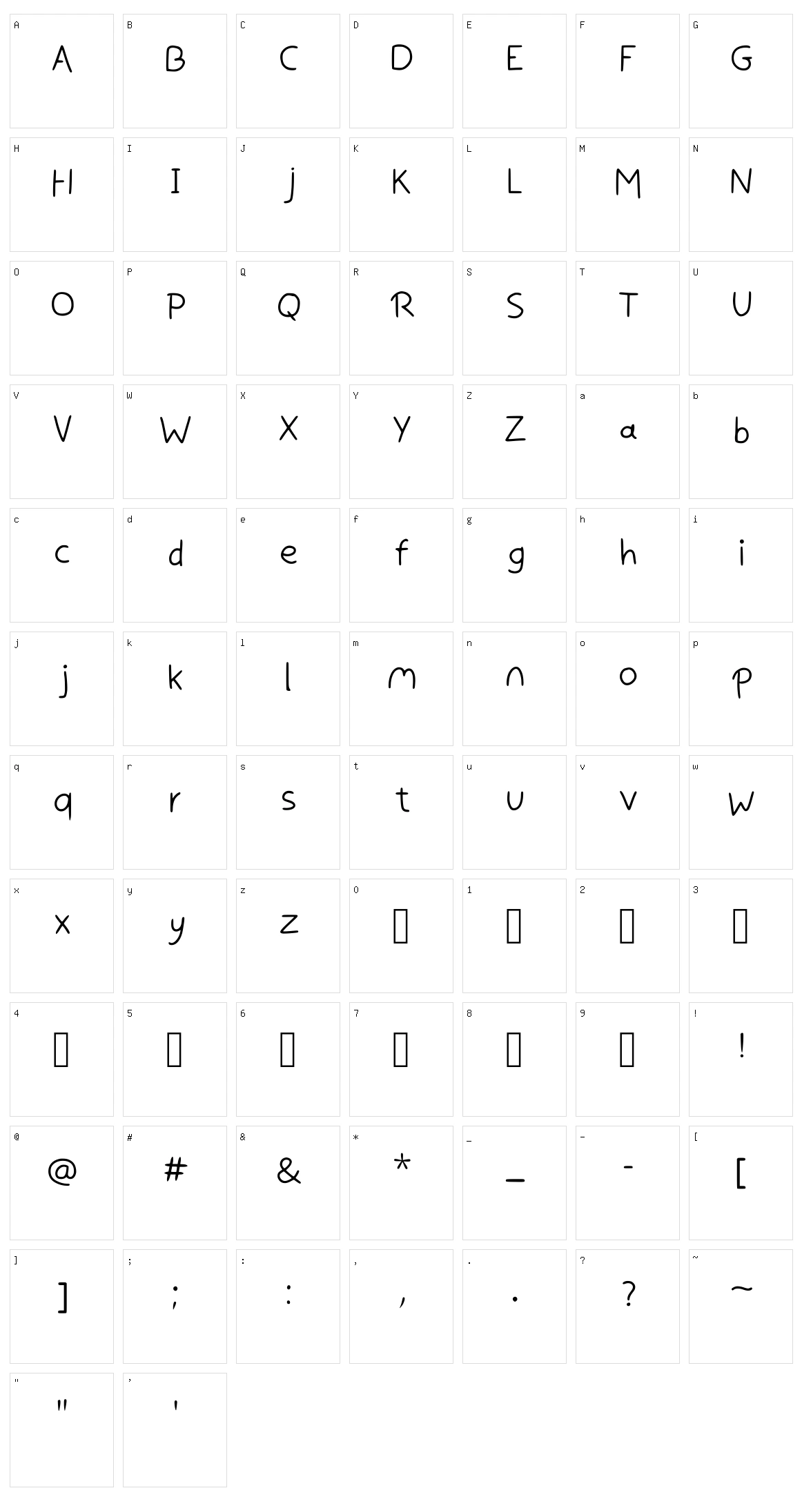 Handwriting Uwu Character Set