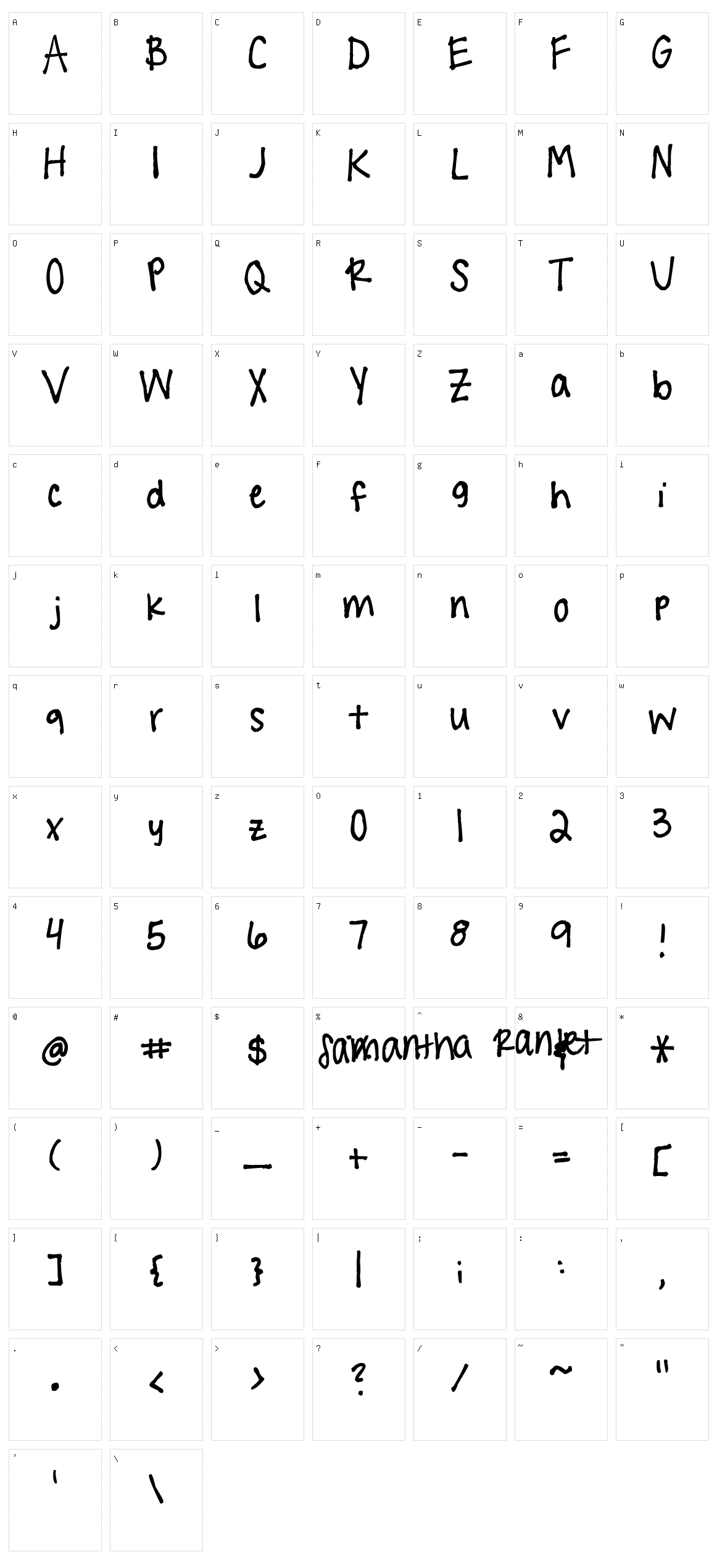 Handwritingg <3 Character Set