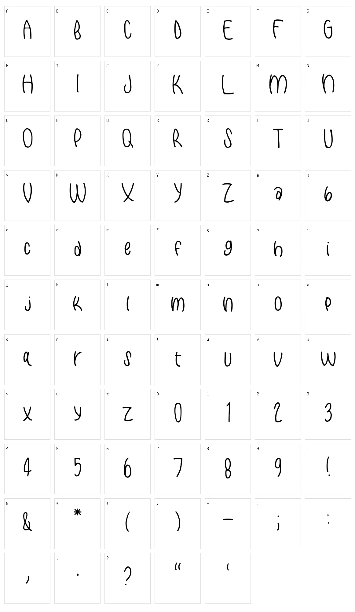 Handwritten Benjamin Character Set