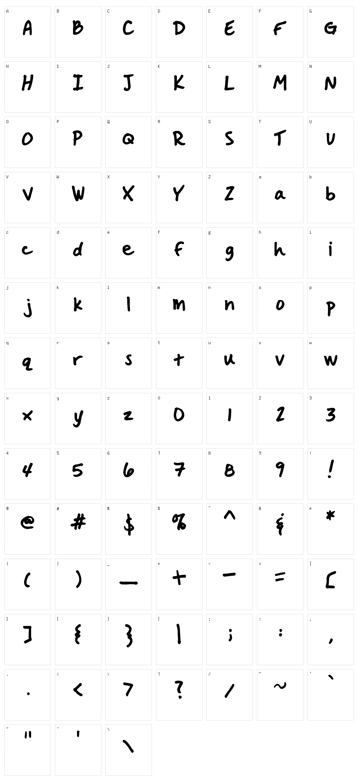 Handwritten Crystal Character Set
