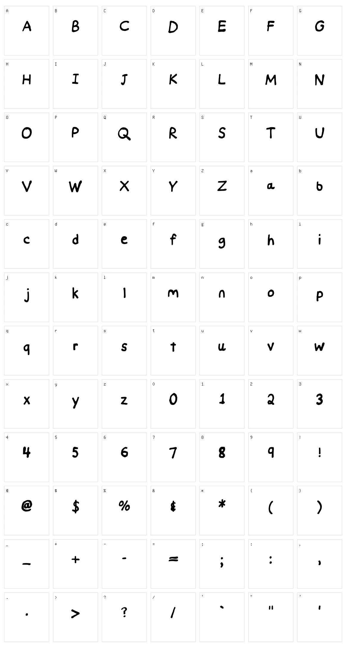 Handwritten Nat29 Character Set