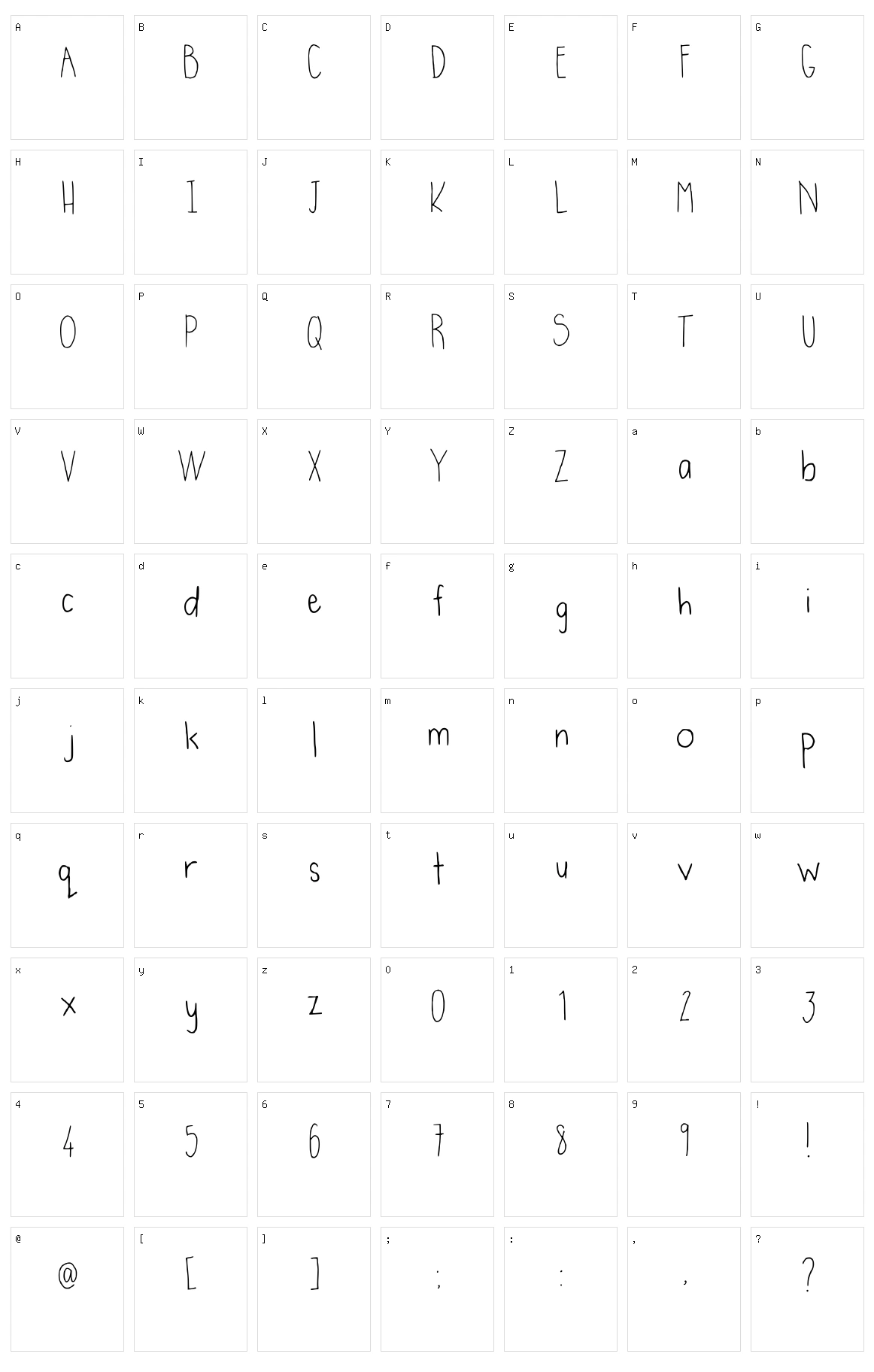 Handwrittening Character Set