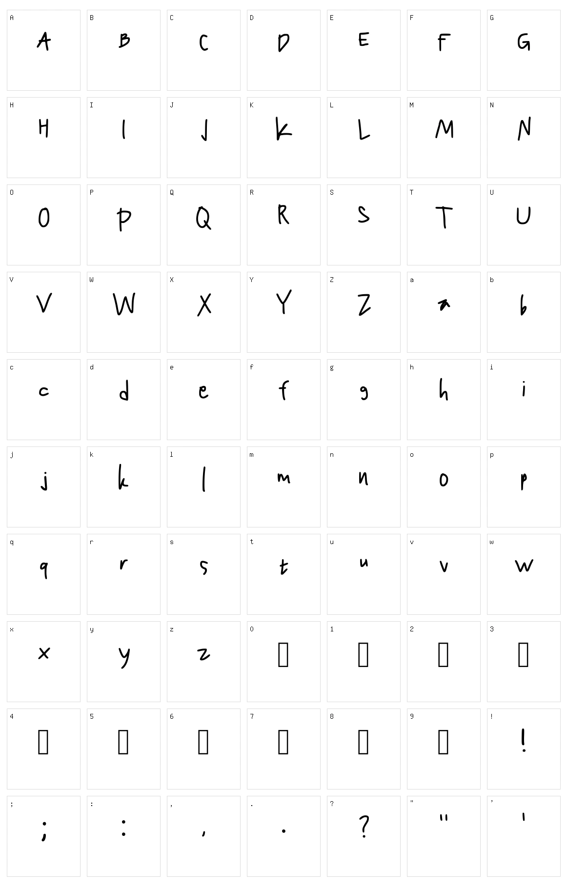 Handwrtsc Character Set