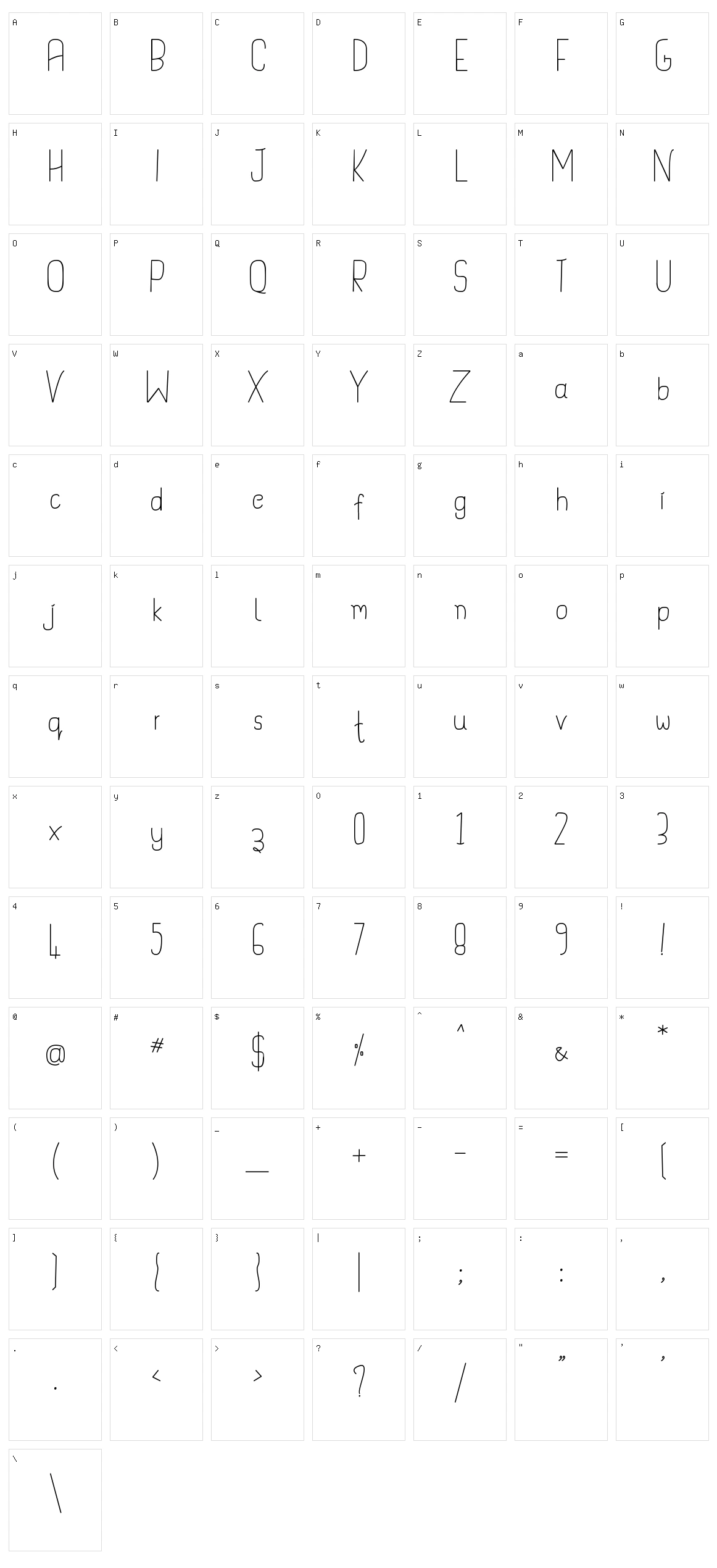 Handypot Character Set