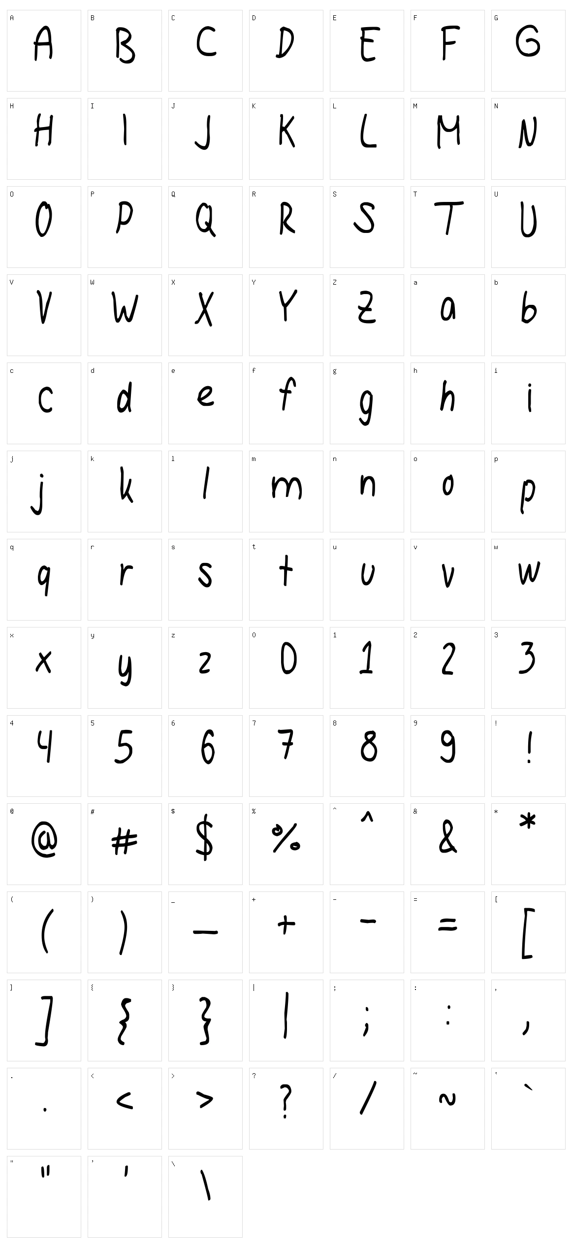 Hanna Handwriting Character Set