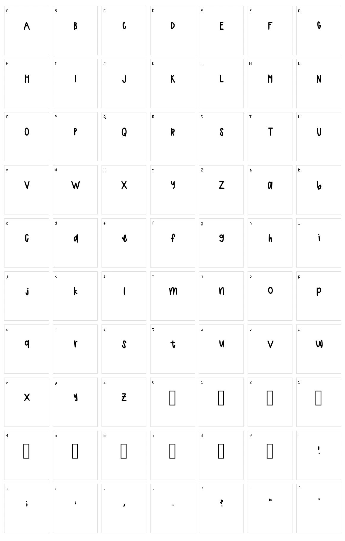 Hannahs Handwriting Character Set