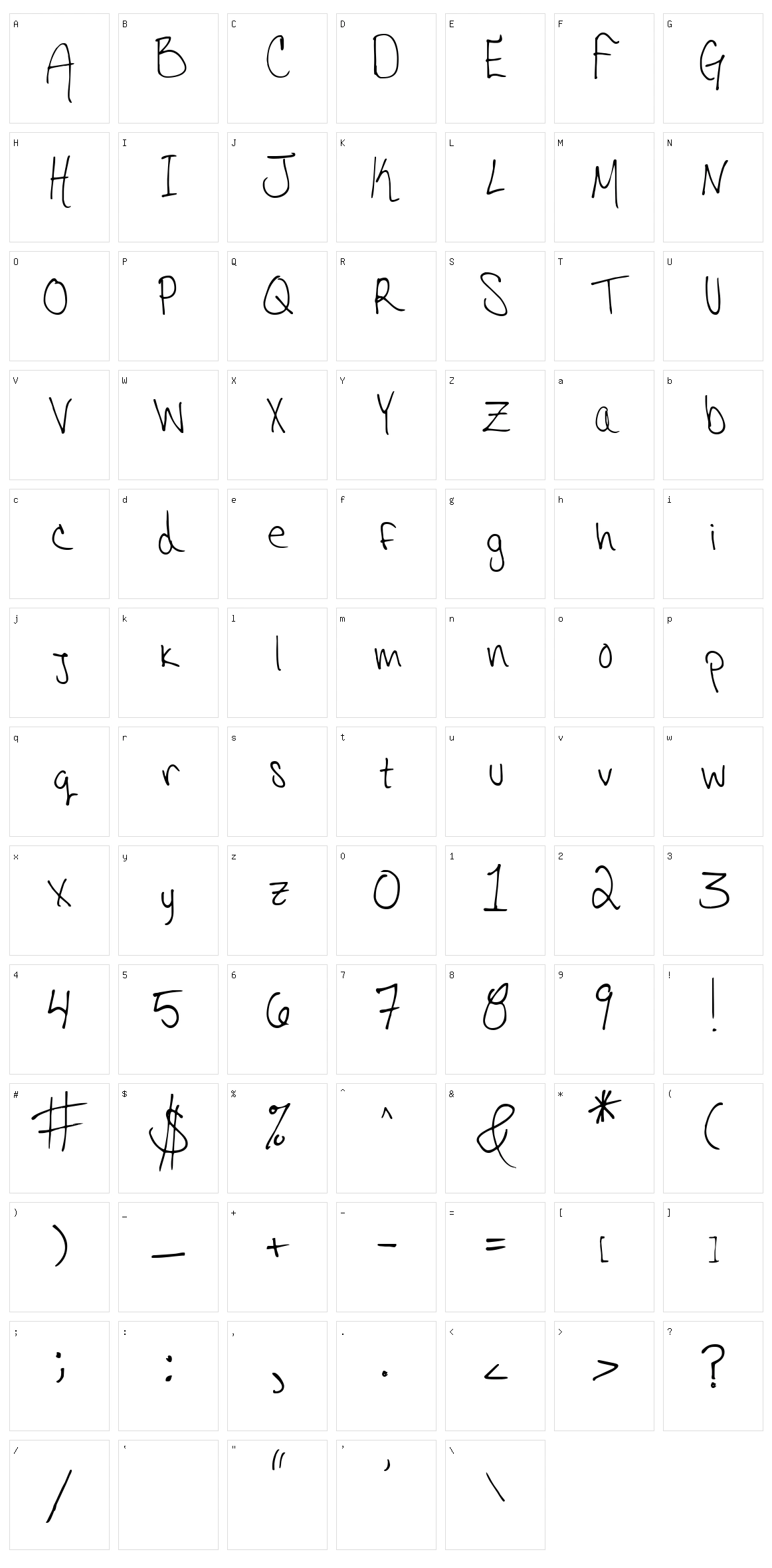 Hannahs Messy Handwriting Character Set
