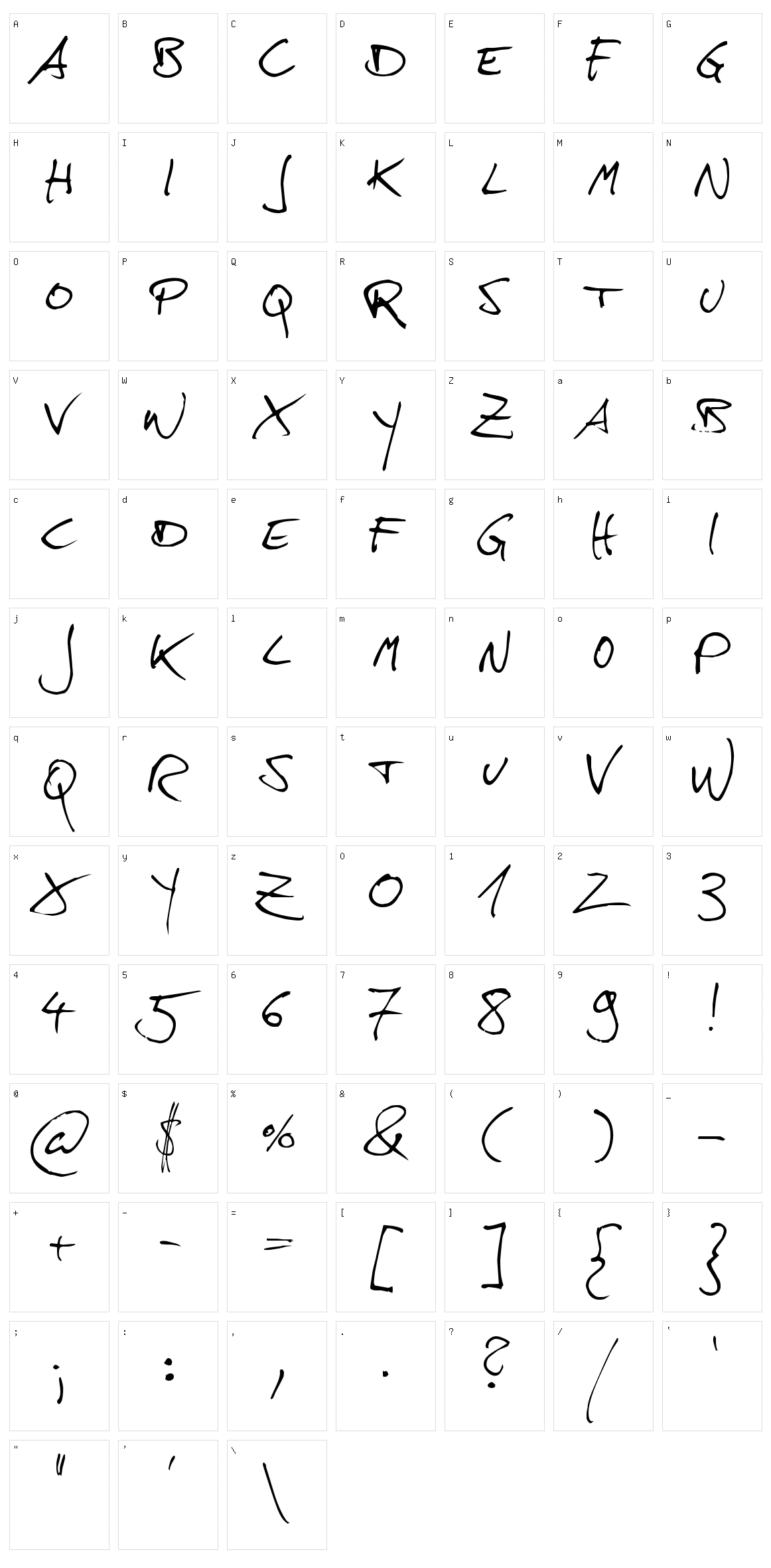 Hans Hand Character Set