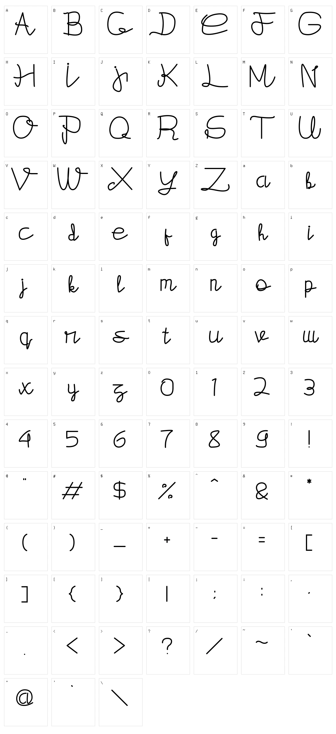 Hantex Character Set