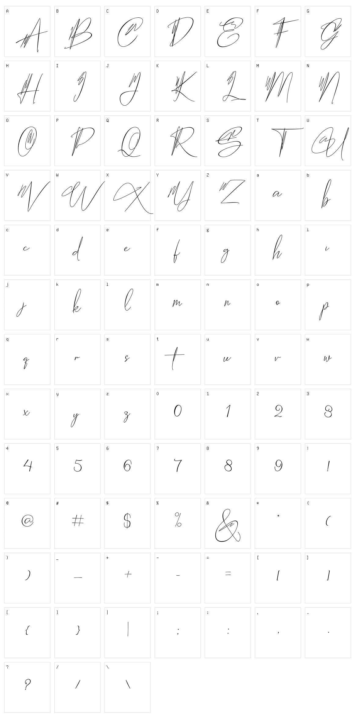 Hantoria Signature Character Set