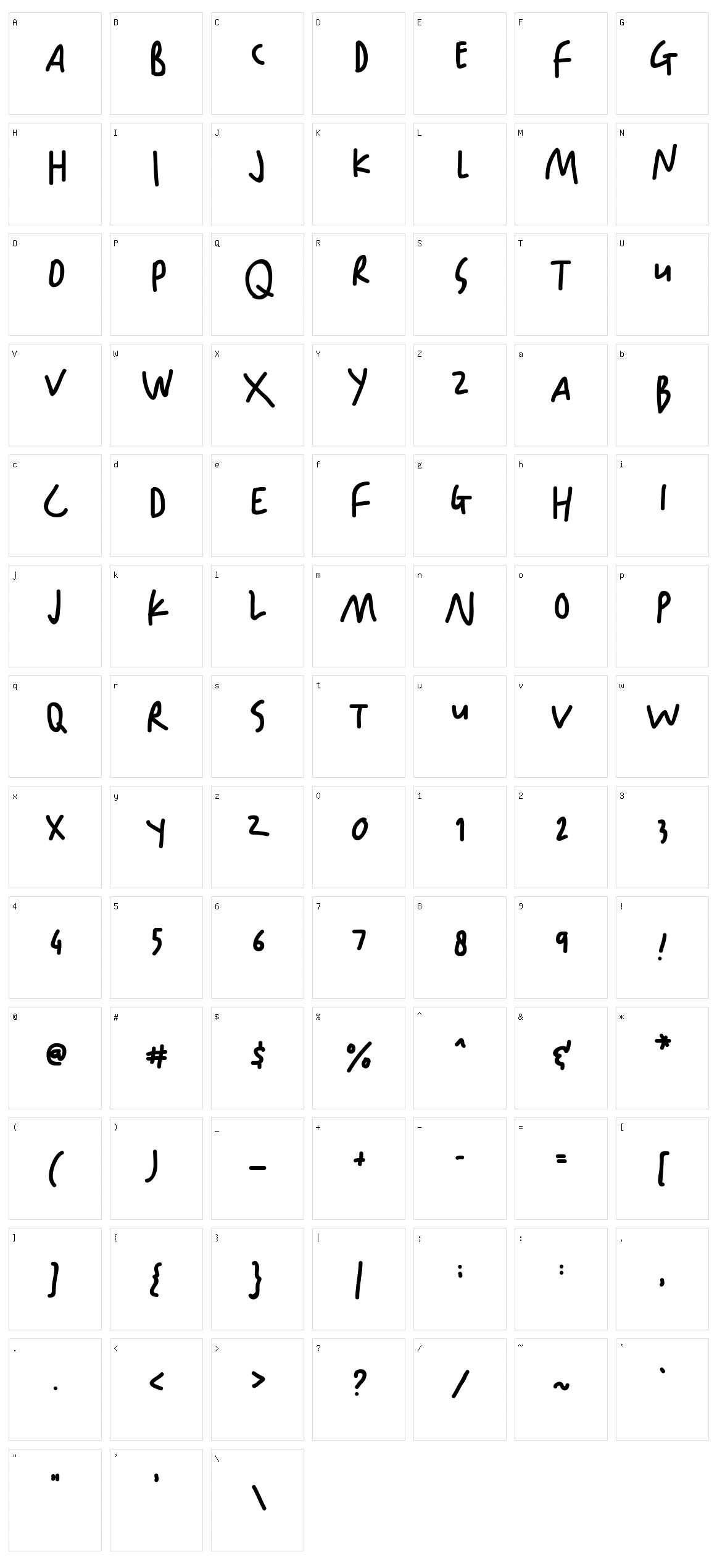 Happy Hints Character Set