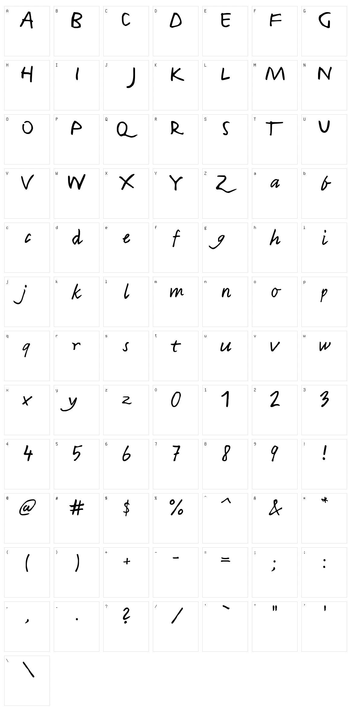 Harvey Character Set