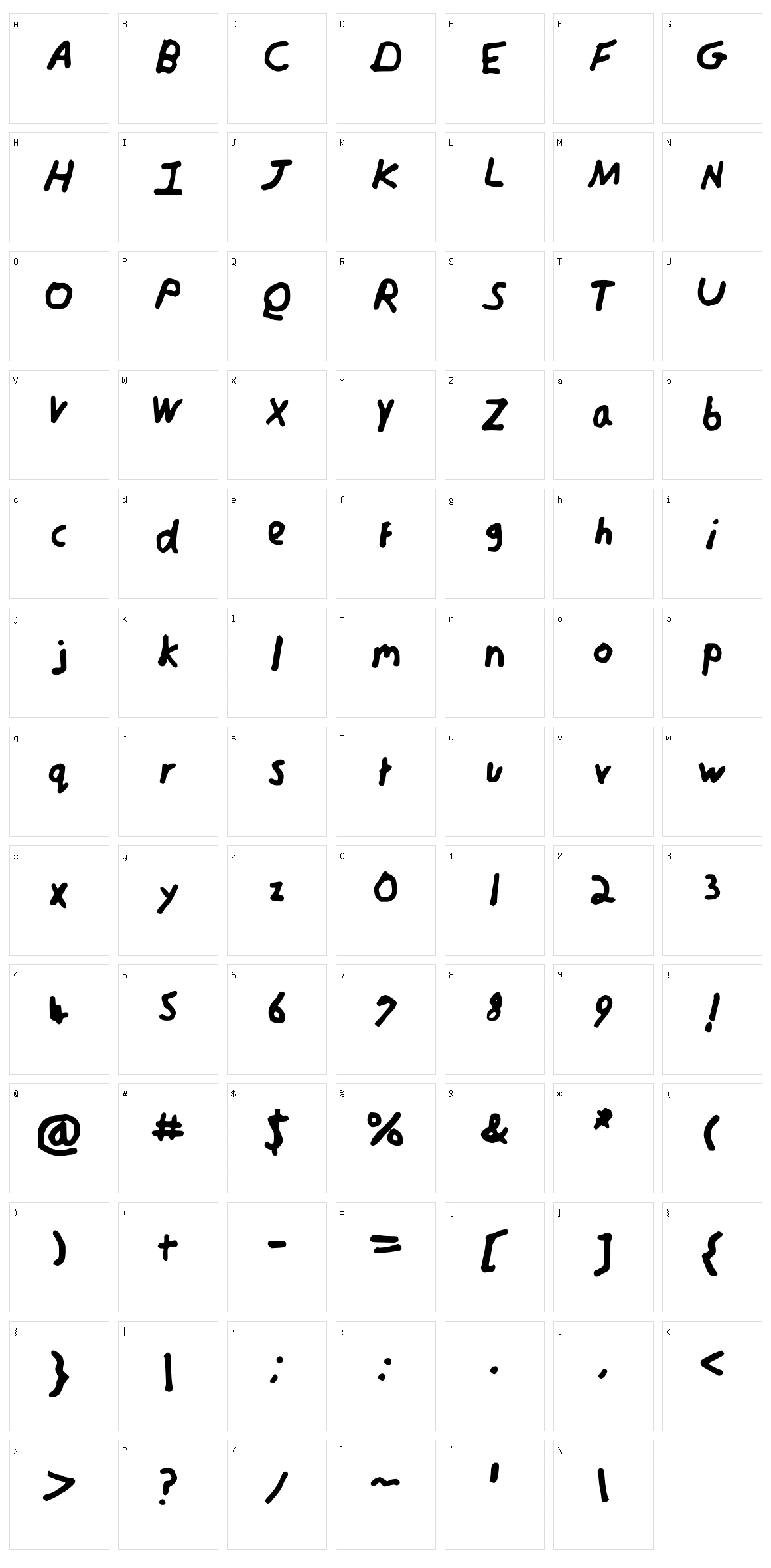 Harveyfont Character Set