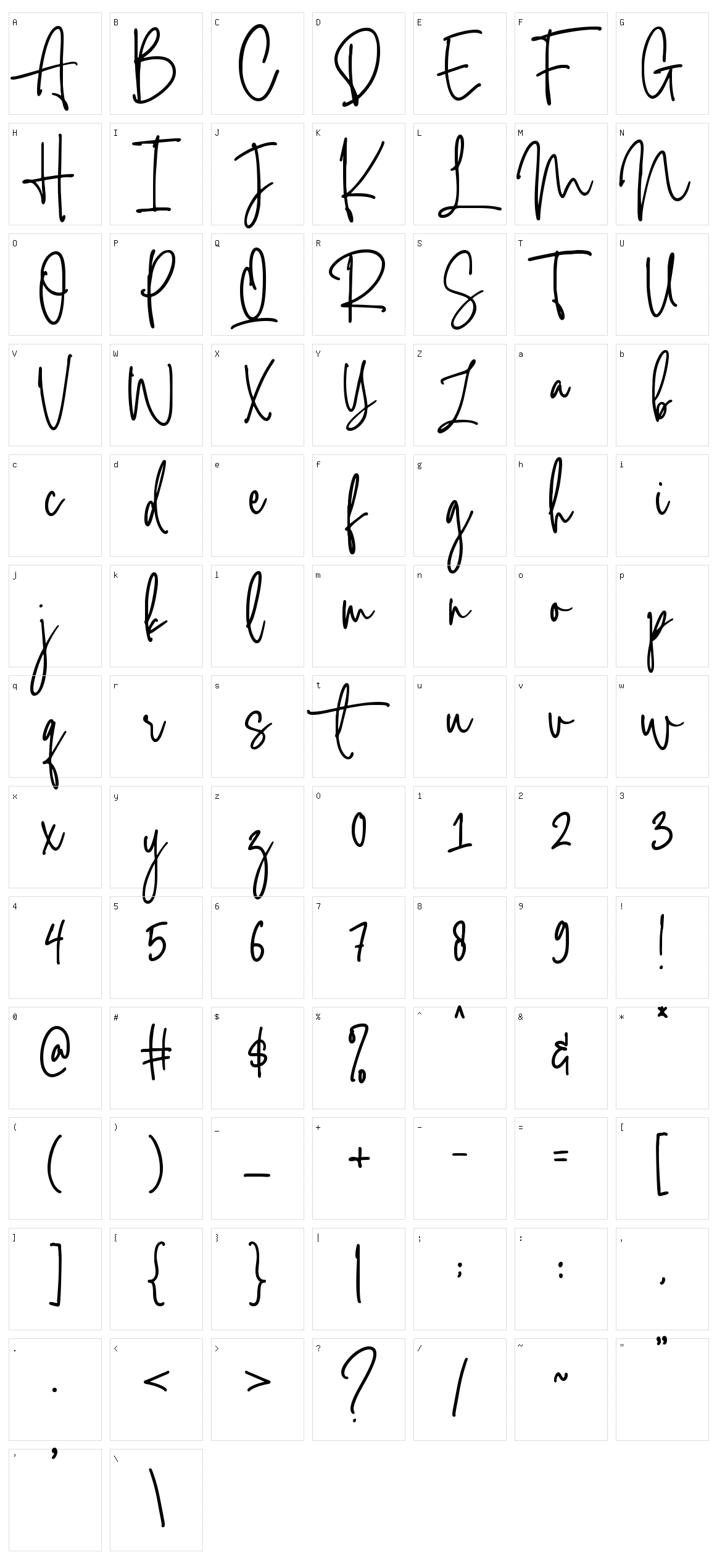 Hastery Signature Character Set