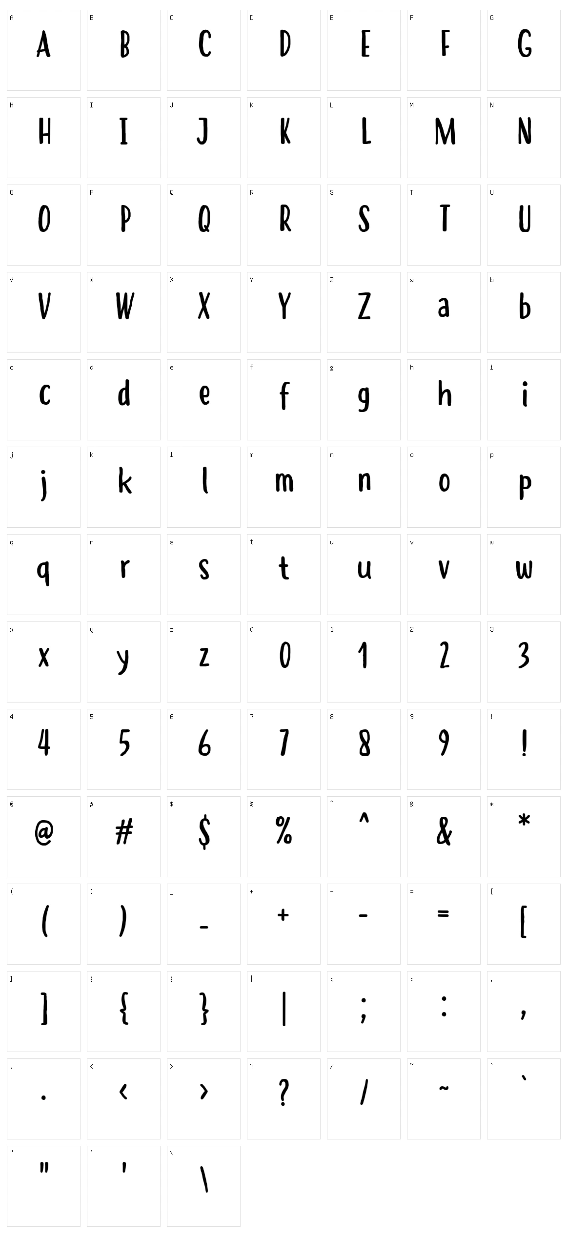 Hastoler Character Set