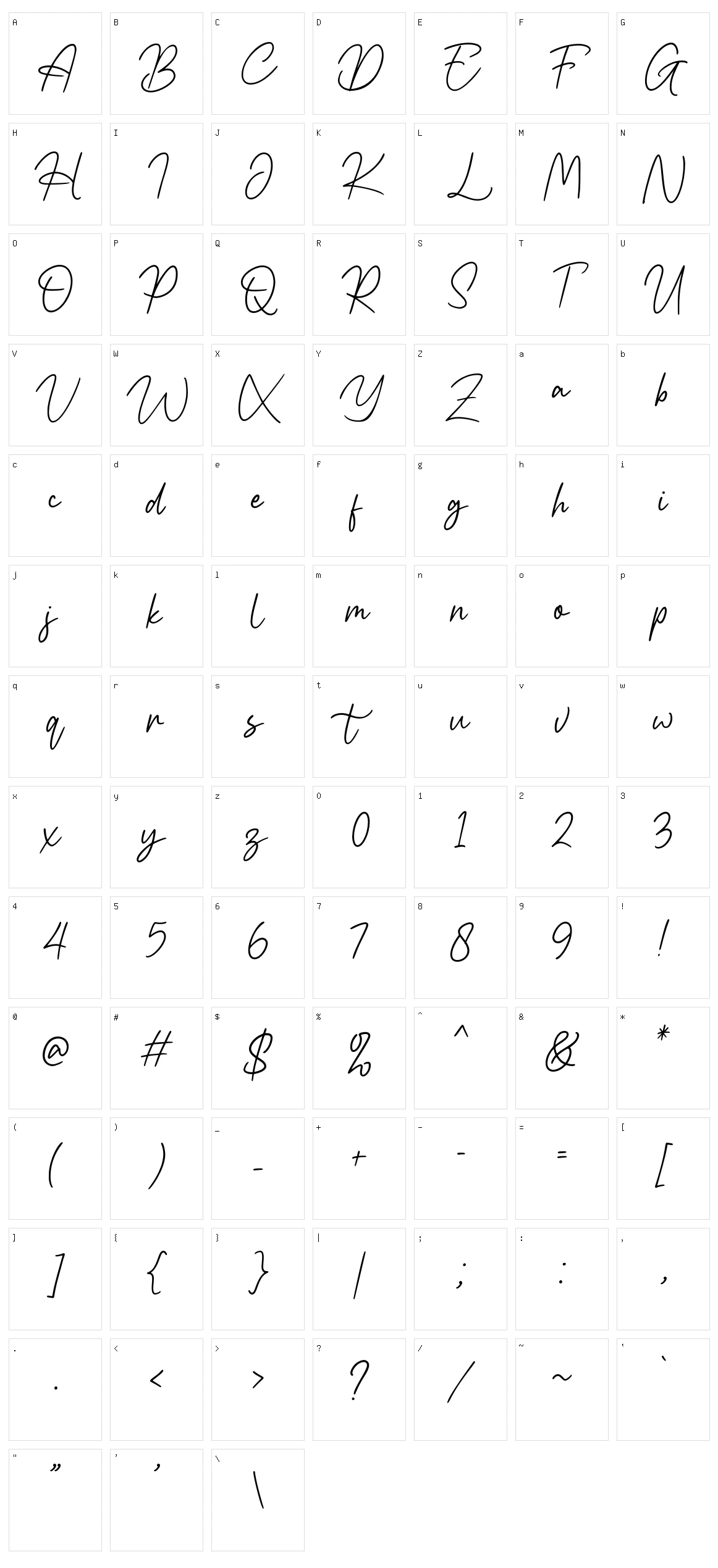 Havioleta Handwritten Character Set