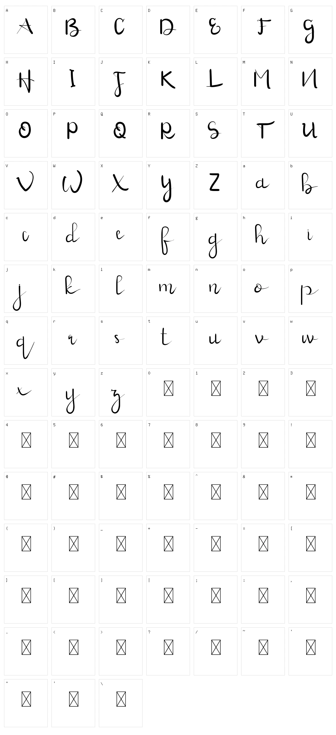 Hazelnut Smooth Handwriting Character Set